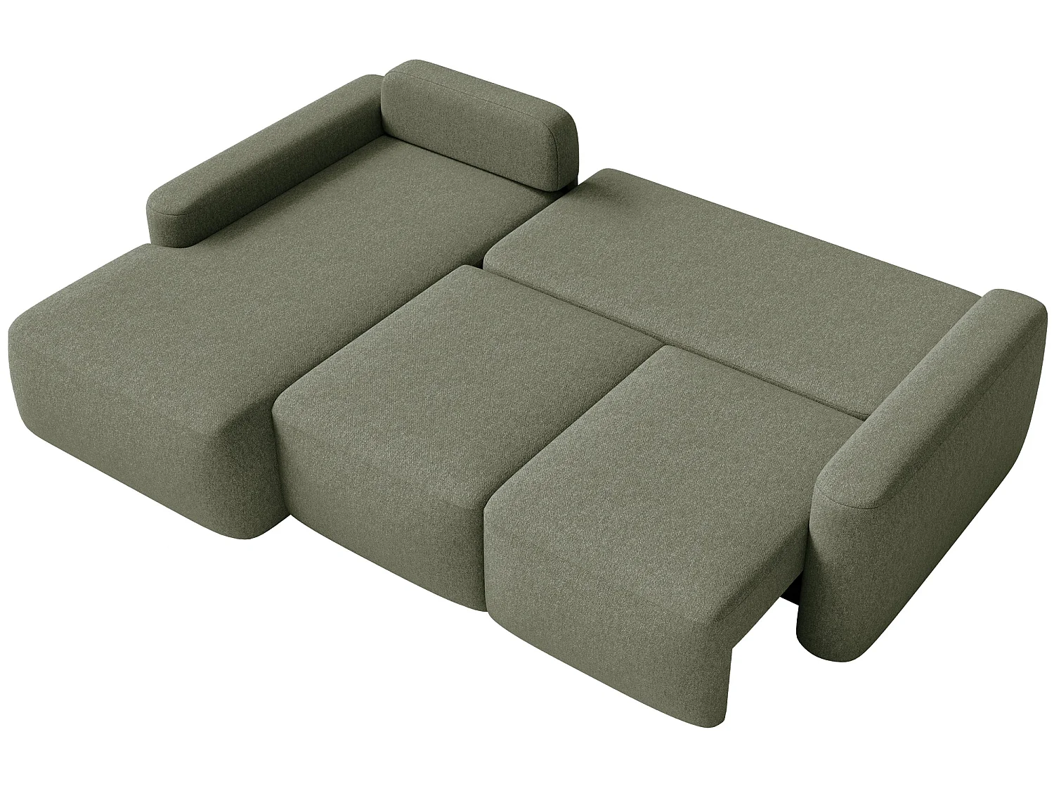 Canapé d'angle convertible – Angle à gauche – Chenille facile d'entretien – Vert olive – CARNOS MINI