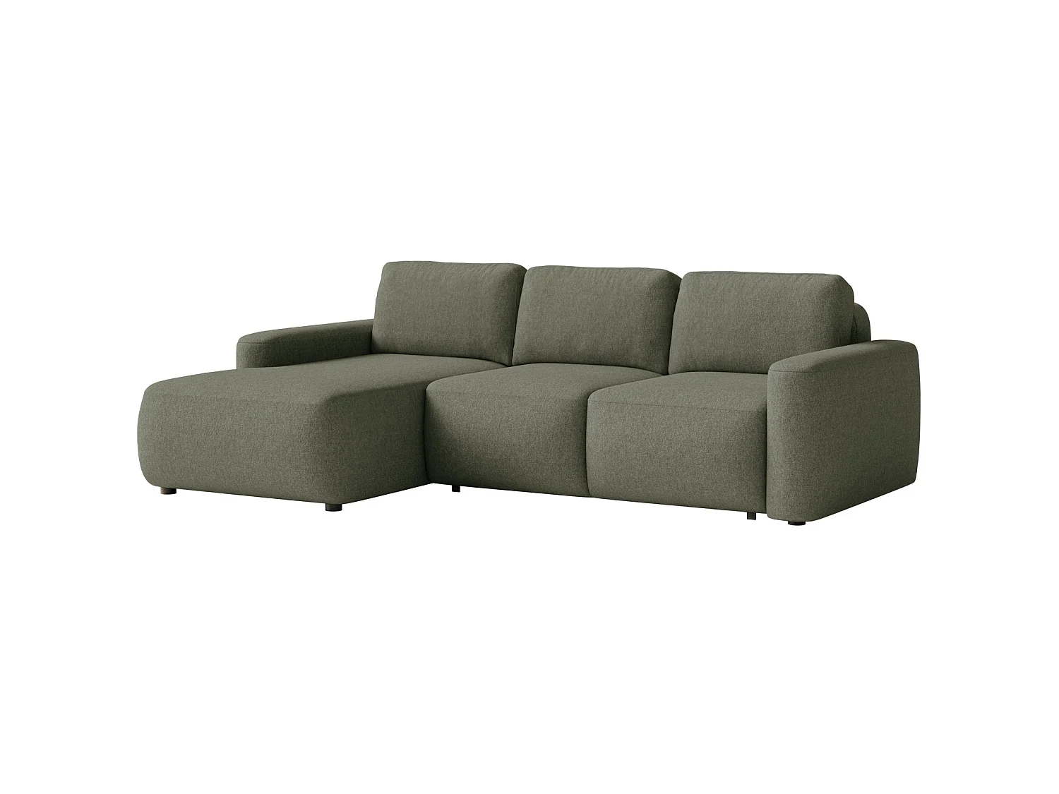 Canapé d'angle convertible – Angle à gauche – Chenille facile d'entretien – Vert olive – CARNOS MINI