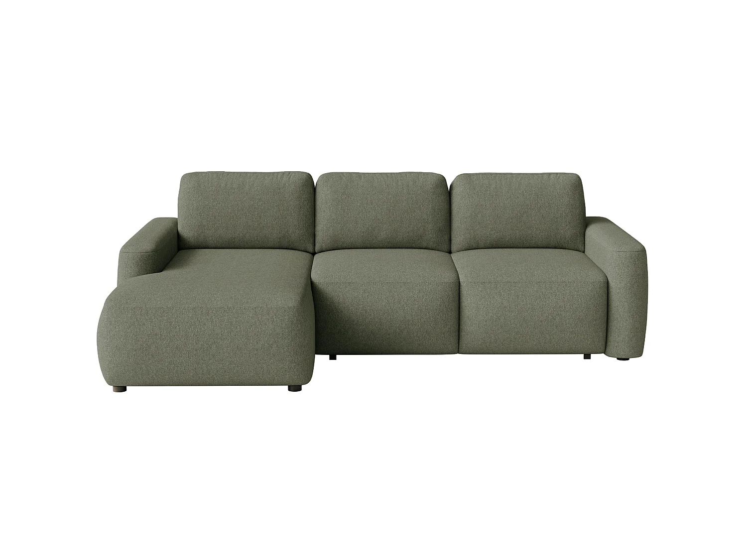 Canapé d'angle convertible – Angle à gauche – Chenille facile d'entretien – Vert olive – CARNOS MINI