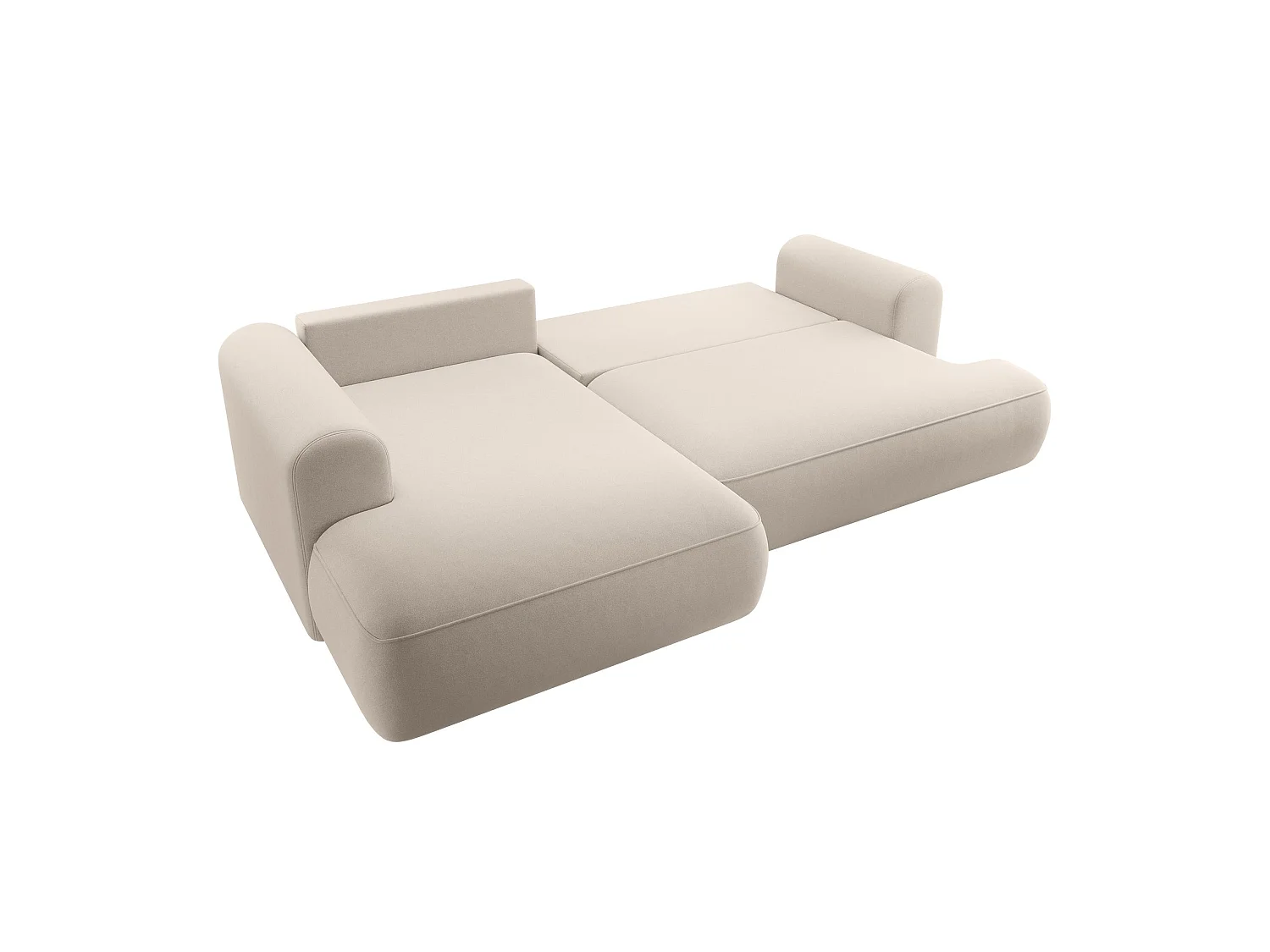 Canapé d’angle avec fonction couchage – angle gauche – Beige clair – Velours – OVO