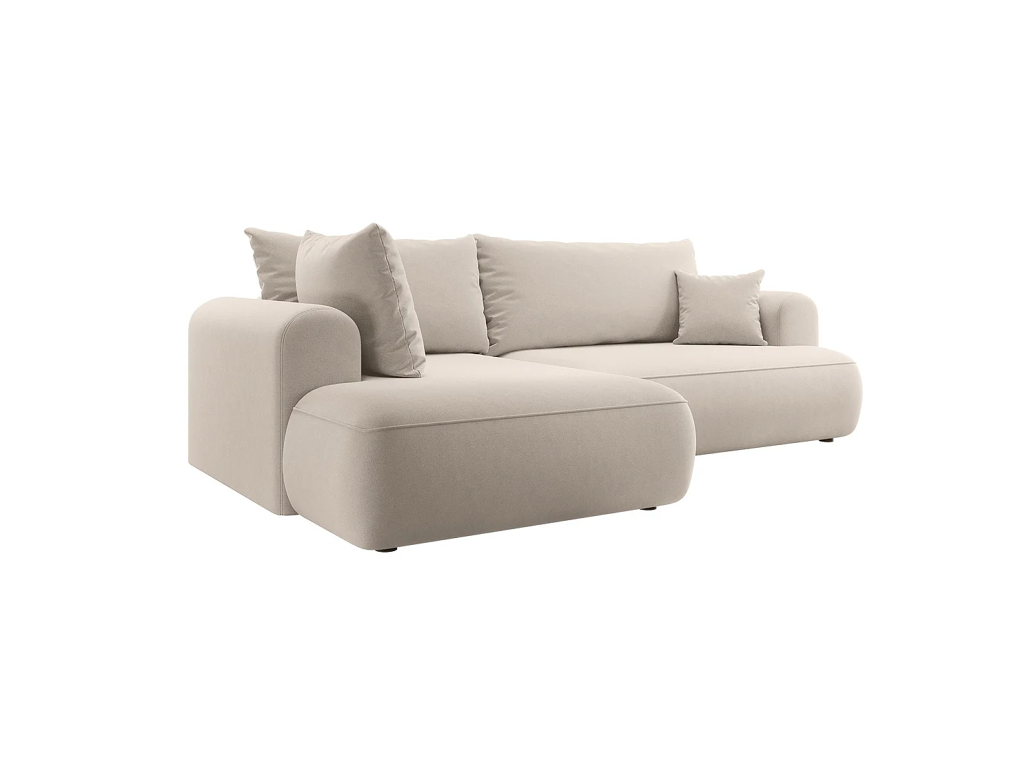 Canapé d’angle avec fonction couchage – angle gauche – Beige clair – Velours – OVO