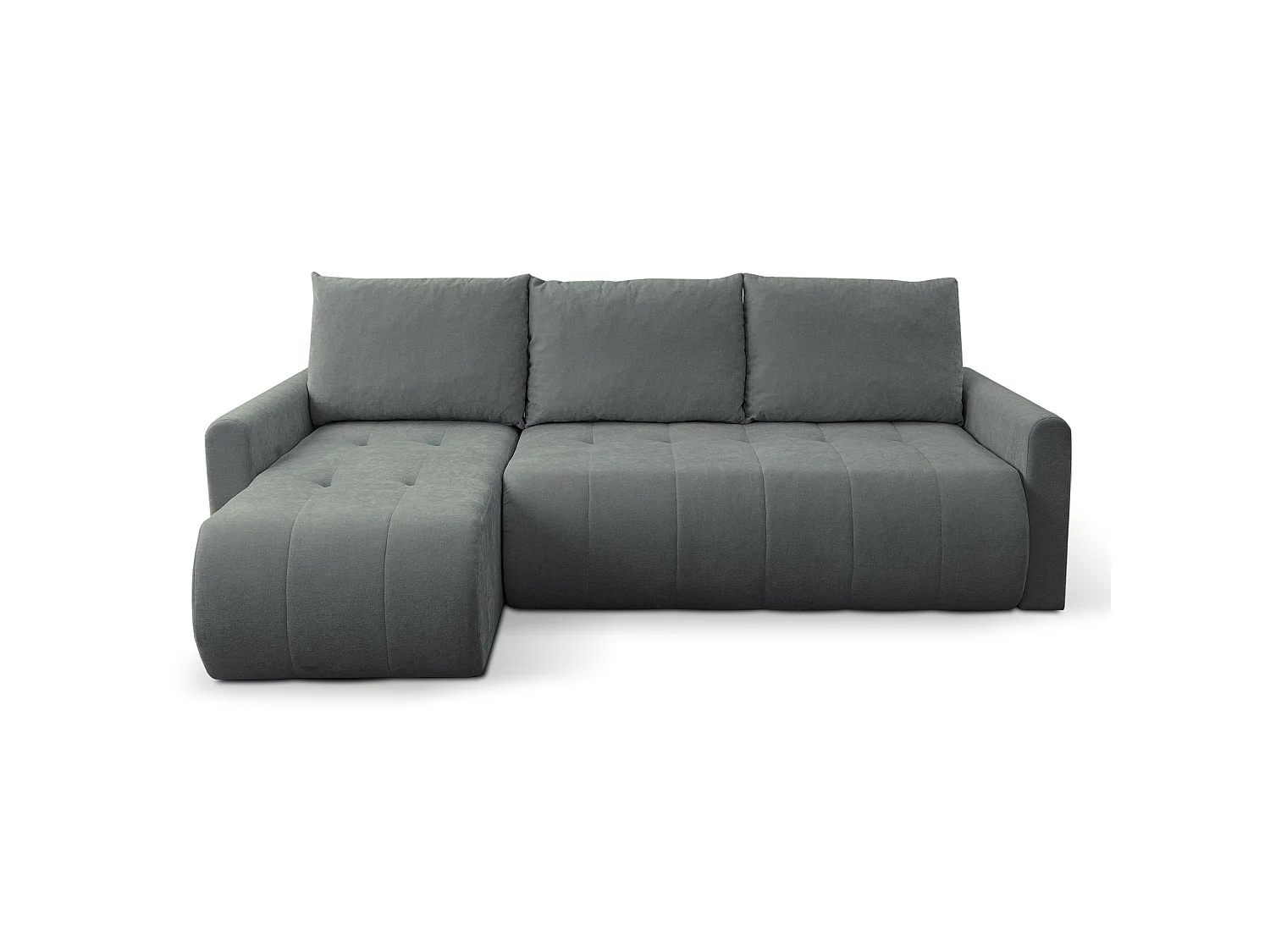 Ecksofa mit Schlaffunktion & Bettkasten – Chenille – Universal – Aschgrau – TIMMONE