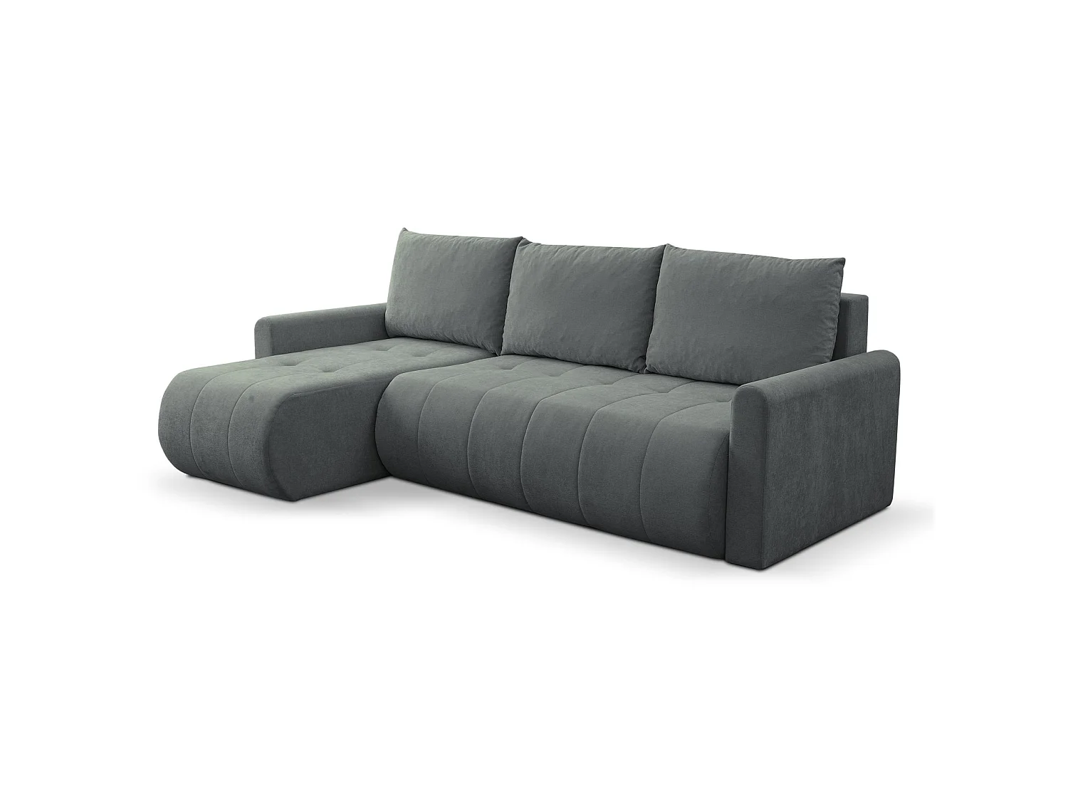 Ecksofa mit Schlaffunktion & Bettkasten – Chenille – Universal – Aschgrau – TIMMONE