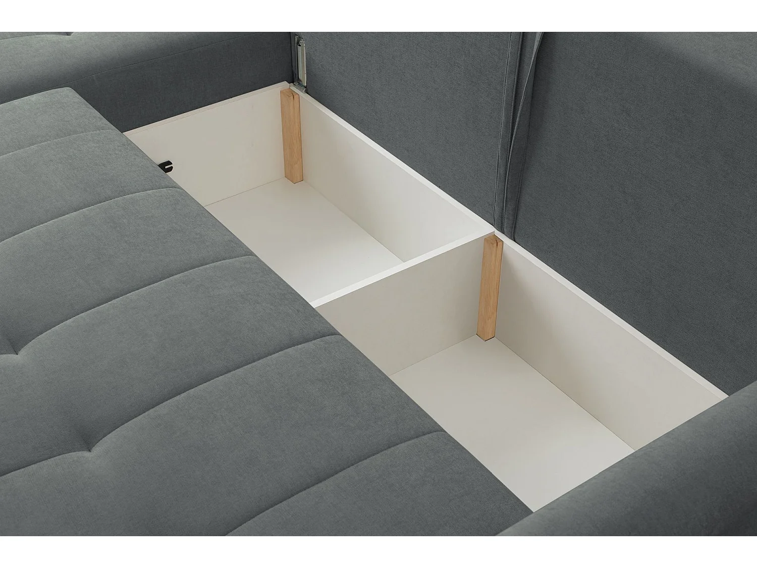 Ecksofa mit Schlaffunktion & Bettkasten – Chenille – Universal – Aschgrau – TIMMONE