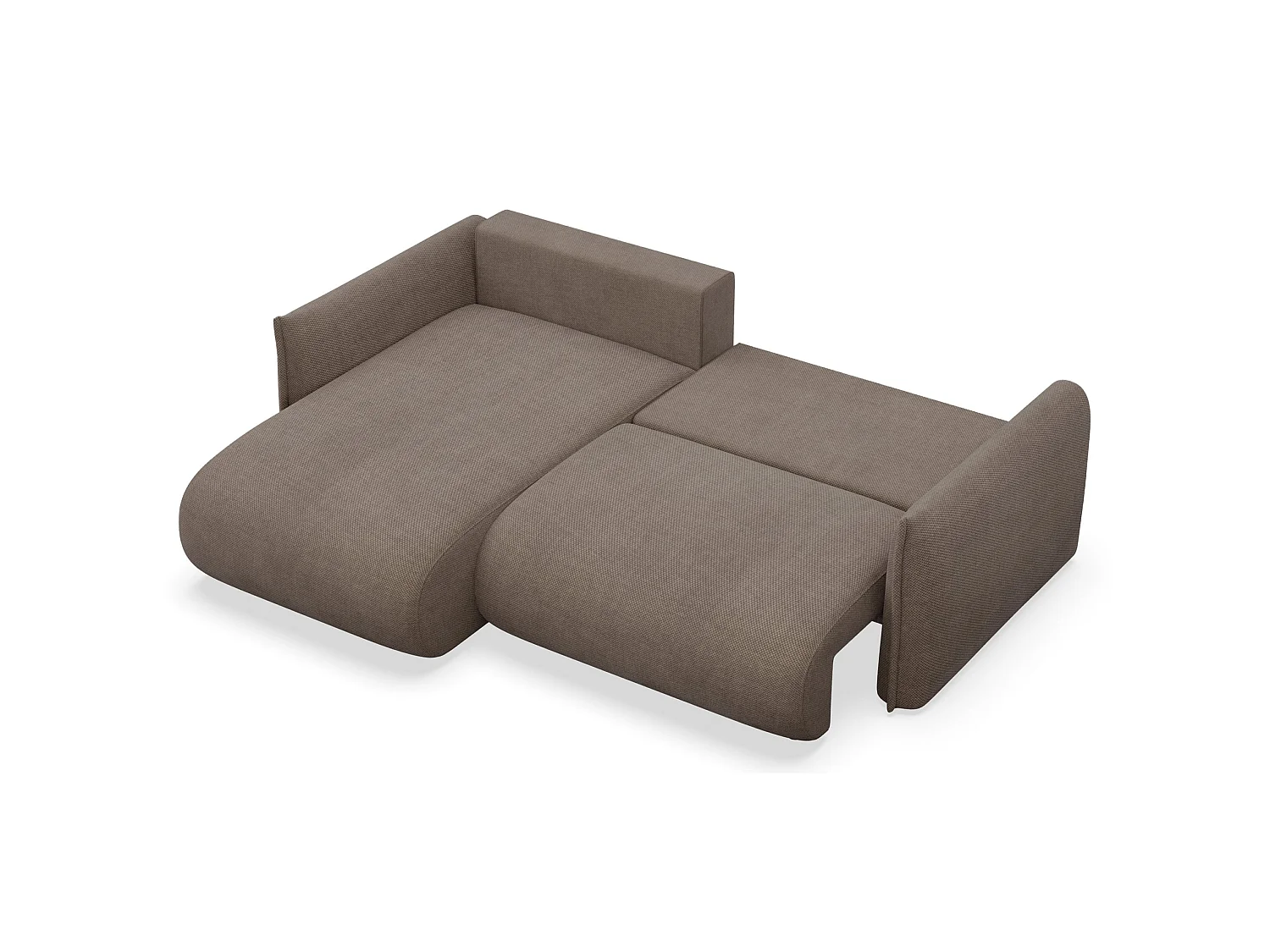 Canapé d'angle convertible – Angle à gauche – chenille marron clair – CUSHI