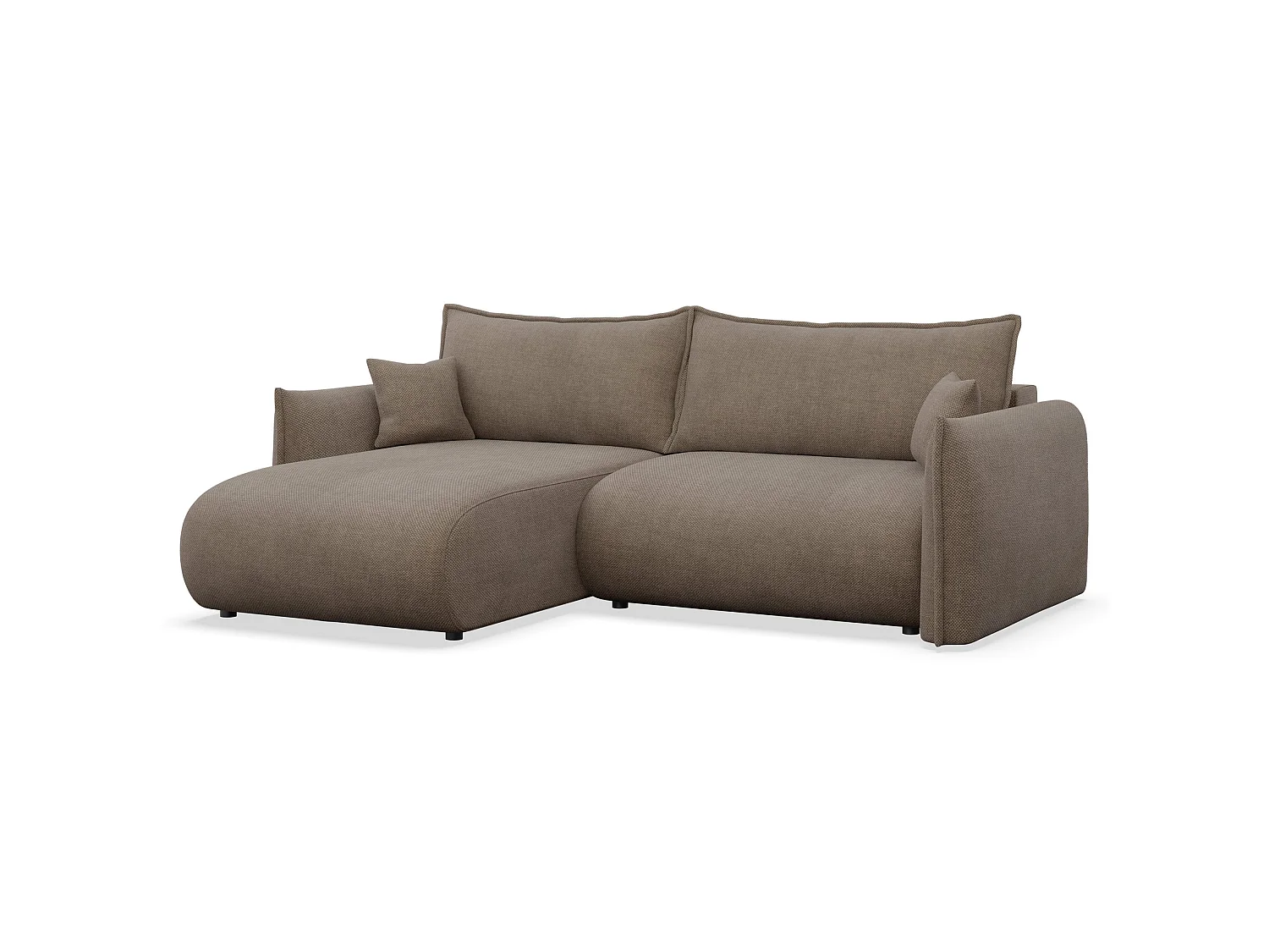 Canapé d'angle convertible – Angle à gauche – chenille marron clair – CUSHI