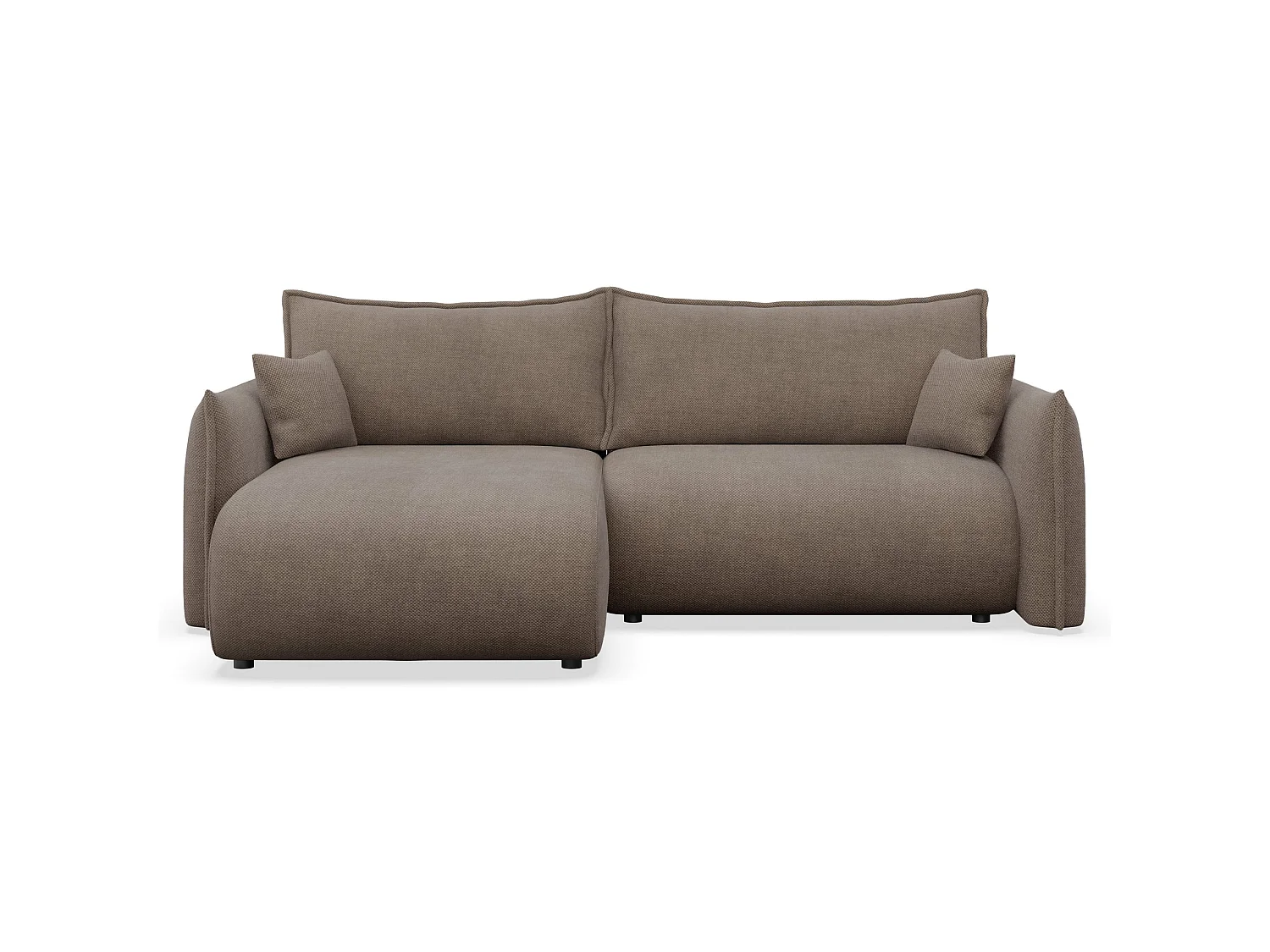 Canapé d'angle convertible – Angle à gauche – chenille marron clair – CUSHI