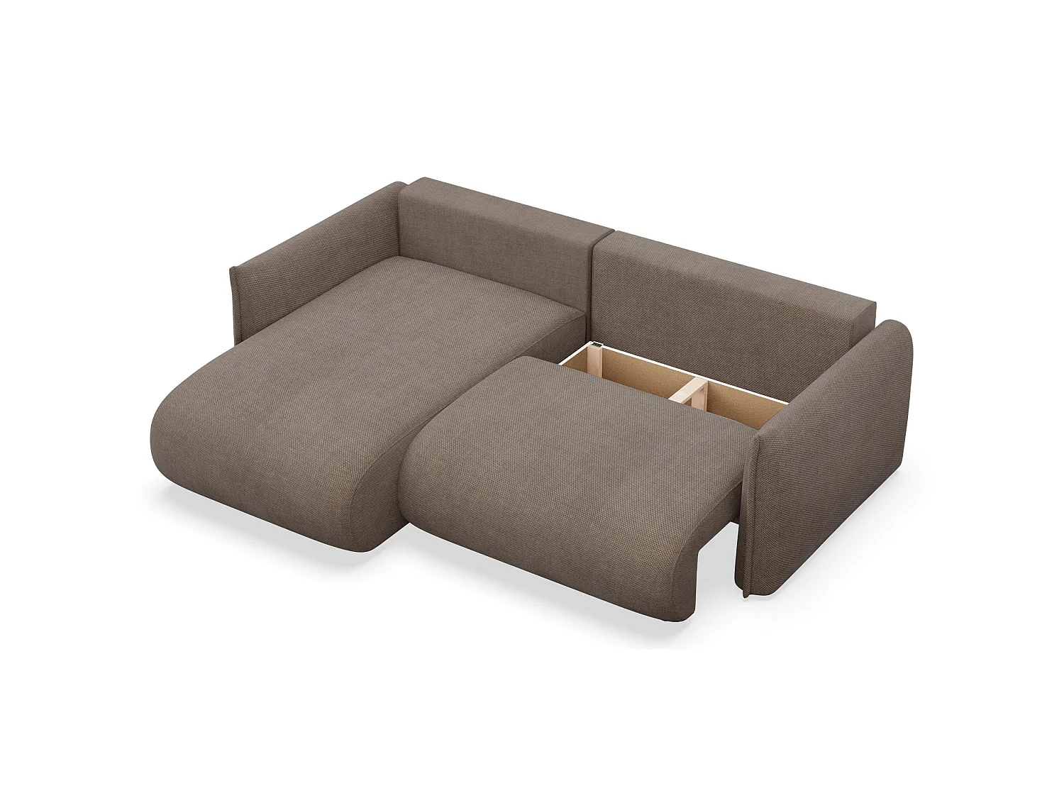 Canapé d'angle convertible – Angle à gauche – chenille marron clair – CUSHI