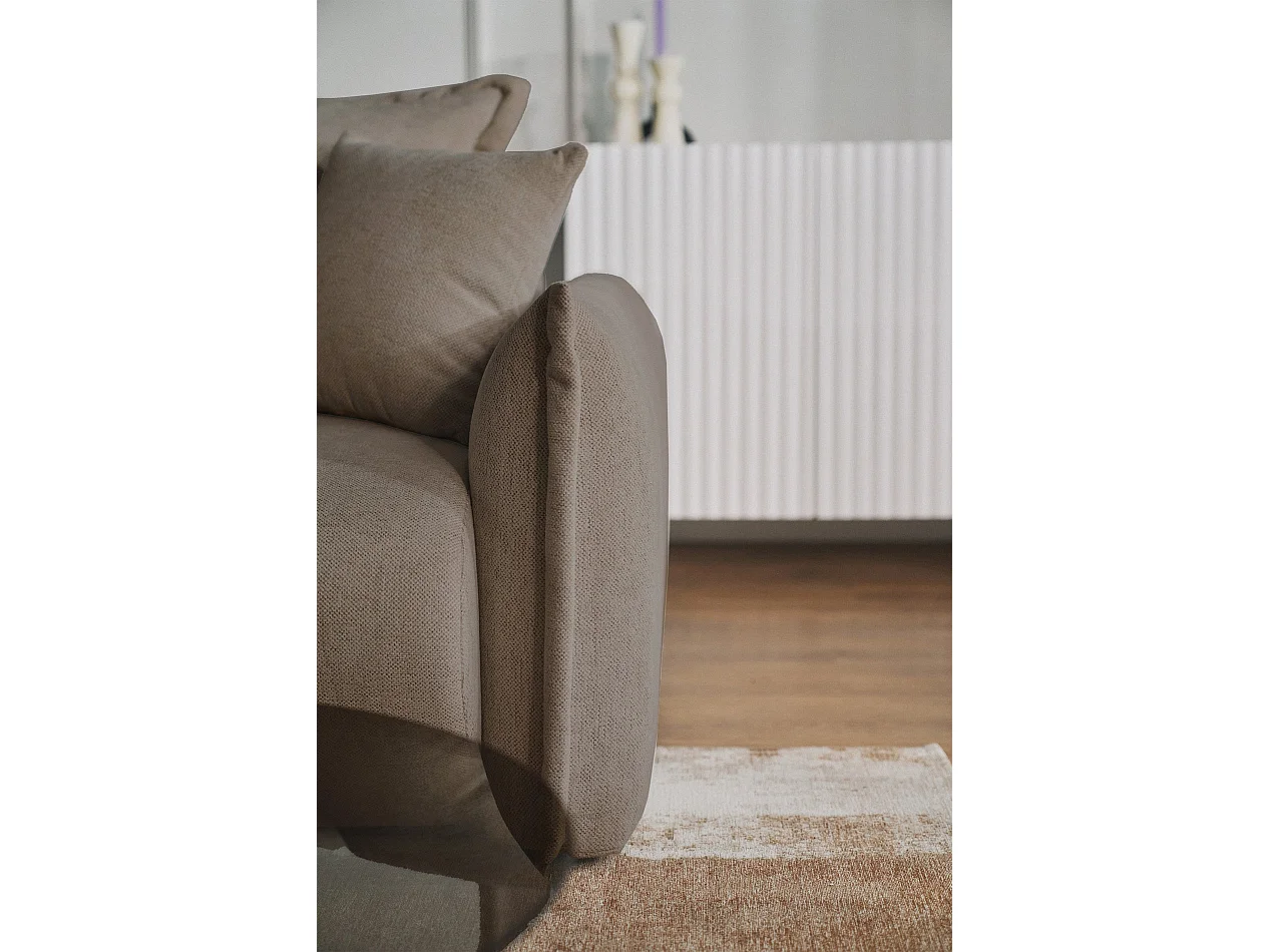 Canapé d'angle convertible – Angle à gauche – chenille marron clair – CUSHI