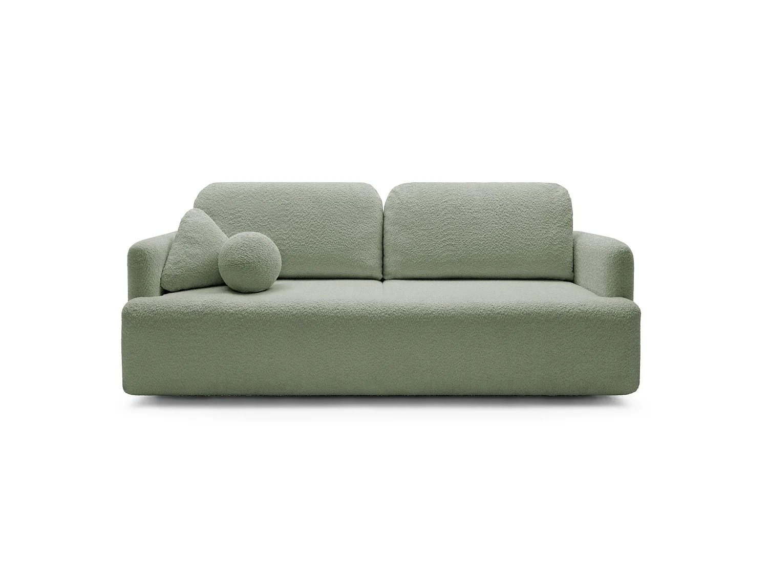 Canapé 3 places convertible avec coffre – Bouclé – Vert sauge – LAMBINA
