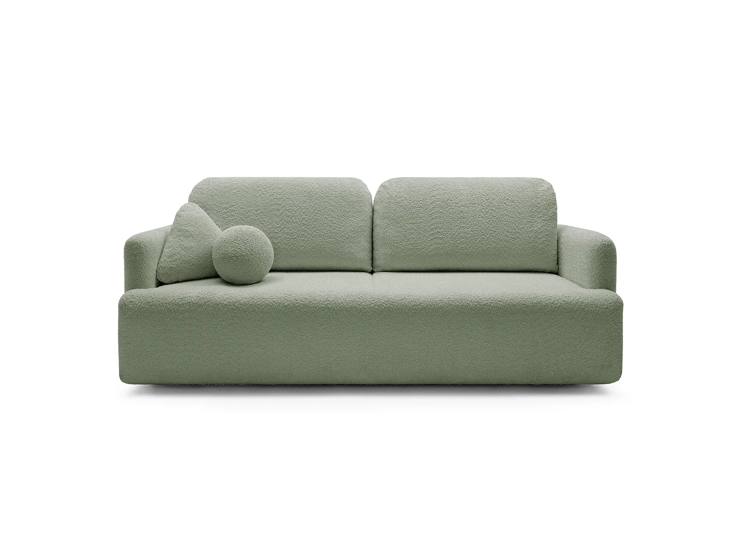 Canapé 3 places convertible avec coffre – Bouclé – Vert sauge – LAMBINA