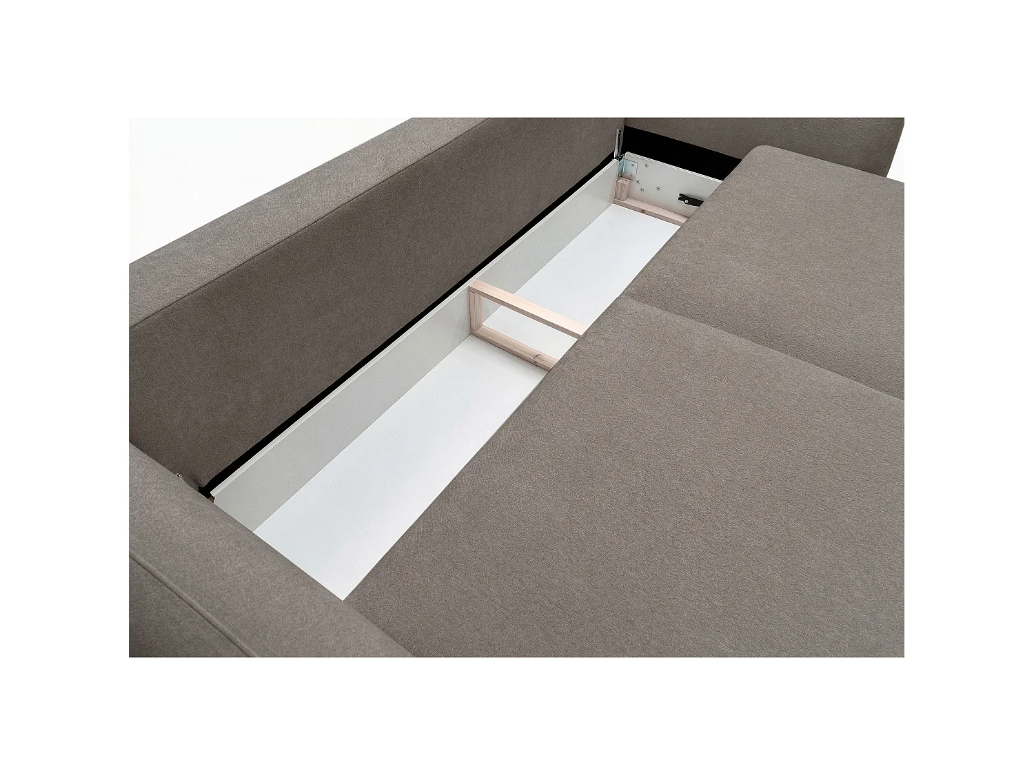 Canapé 3 places convertible avec coffre – tissu chenille – marron clair – ZORDO