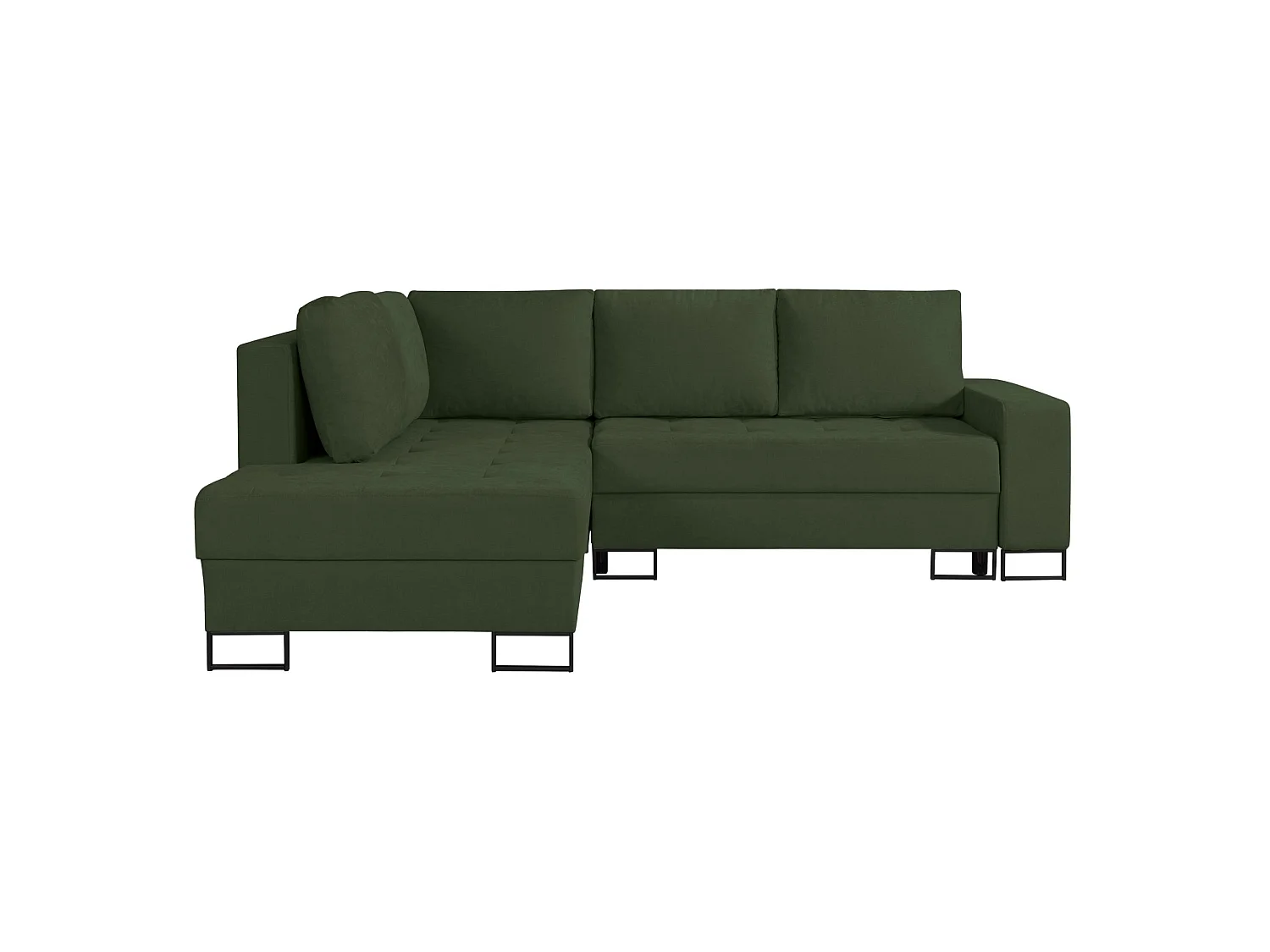 Ecksofa mit Schlaffunktion & Bettkasten – Chenille – Ottomane links – Grün – LARELLE