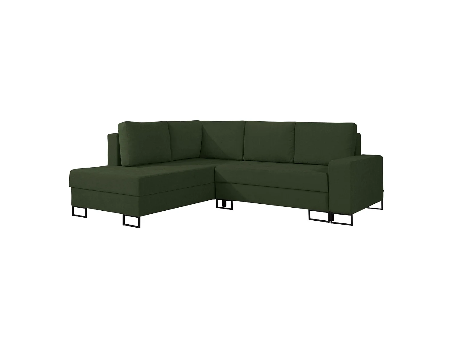 Ecksofa mit Schlaffunktion & Bettkasten – Chenille – Ottomane links – Grün – LARELLE
