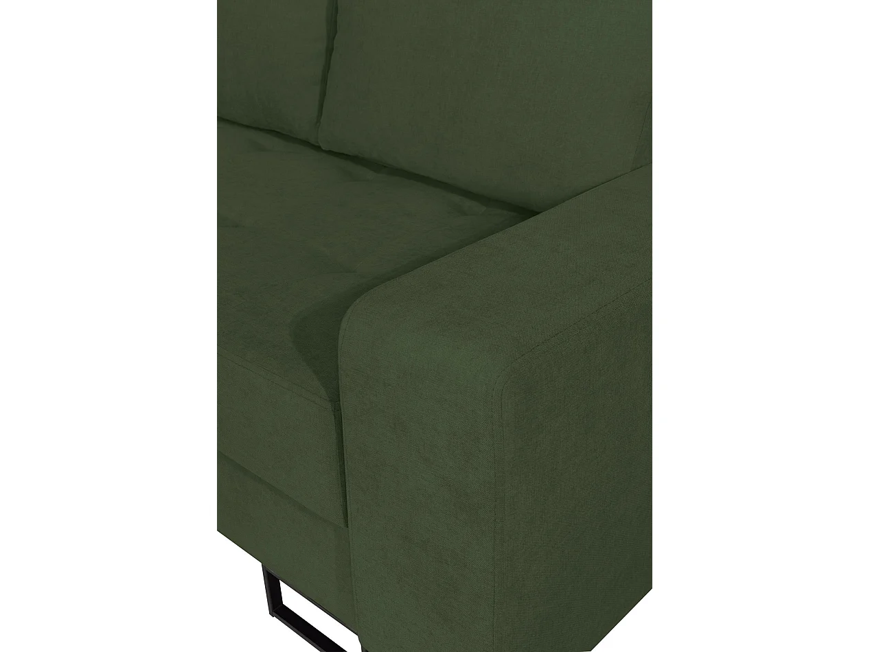 Ecksofa mit Schlaffunktion & Bettkasten – Chenille – Ottomane links – Grün – LARELLE