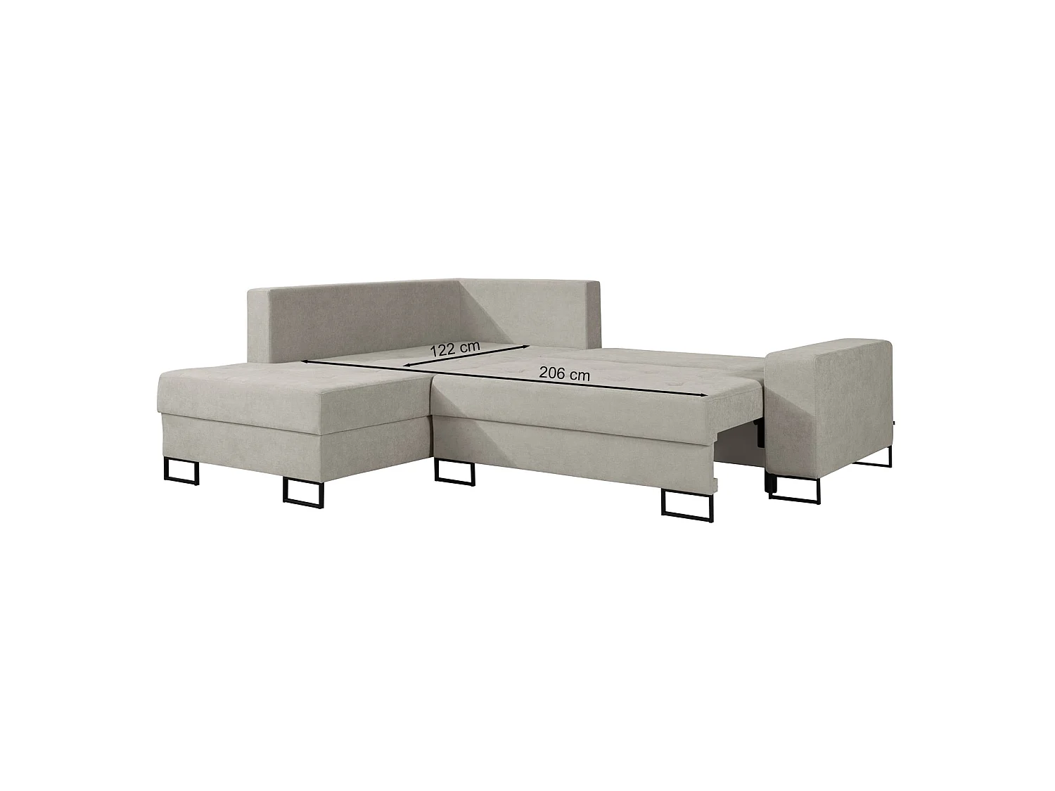 Ecksofa mit Schlaffunktion & Bettkasten – Chenille – Ottomane links – Grün – LARELLE