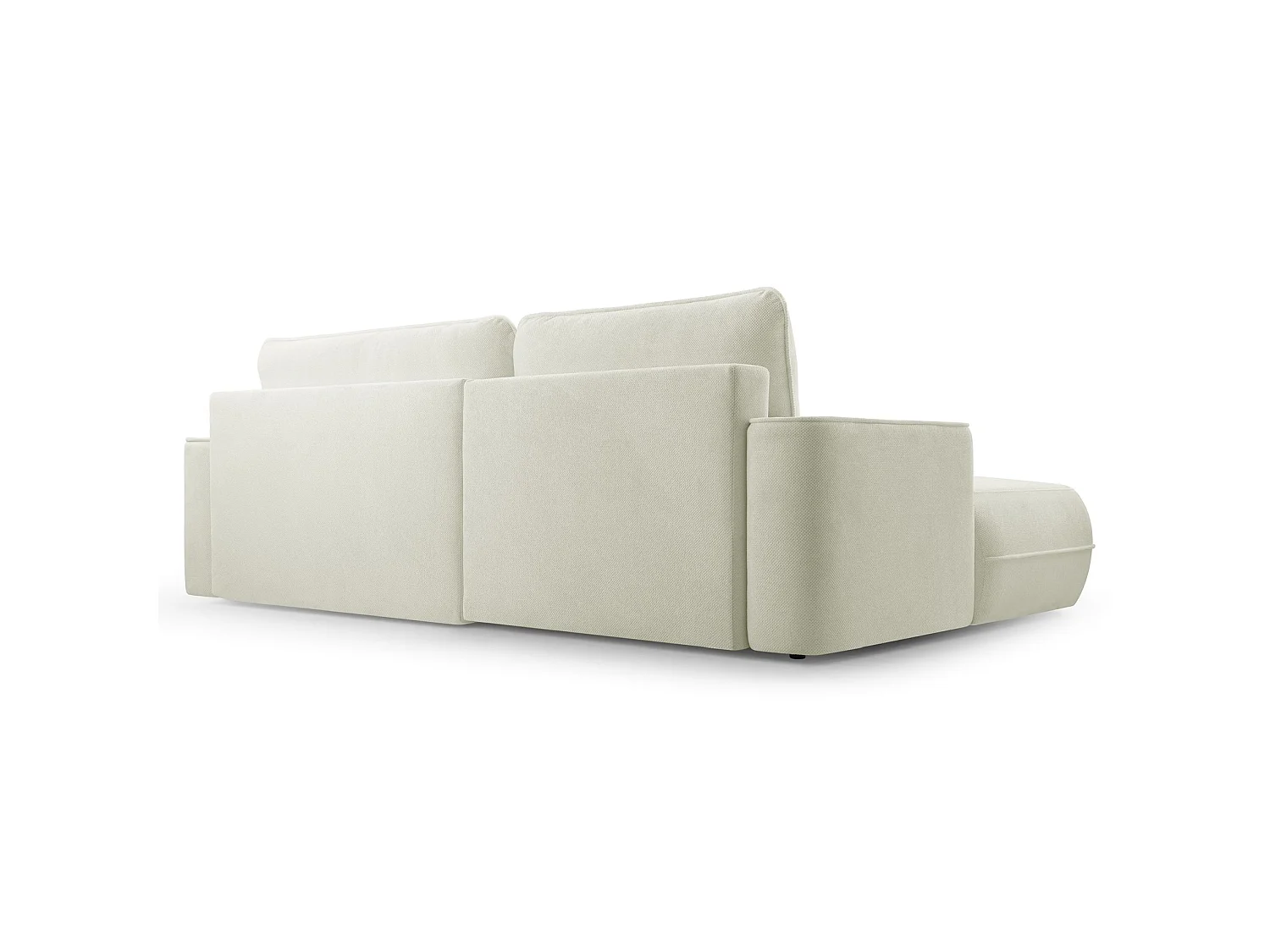 Ecksofa mit Schlaffunktion – Bettkasten – Ottomane rechts – Strukturstoff wasserabweisend – Weiß – FUERRO