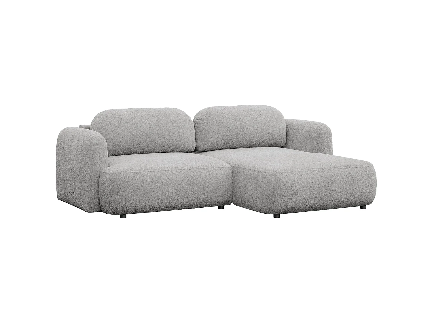 Ecksofa mit Schlaffunktion – Ottomane rechts – Bouclé Hellgrau – TVOYA