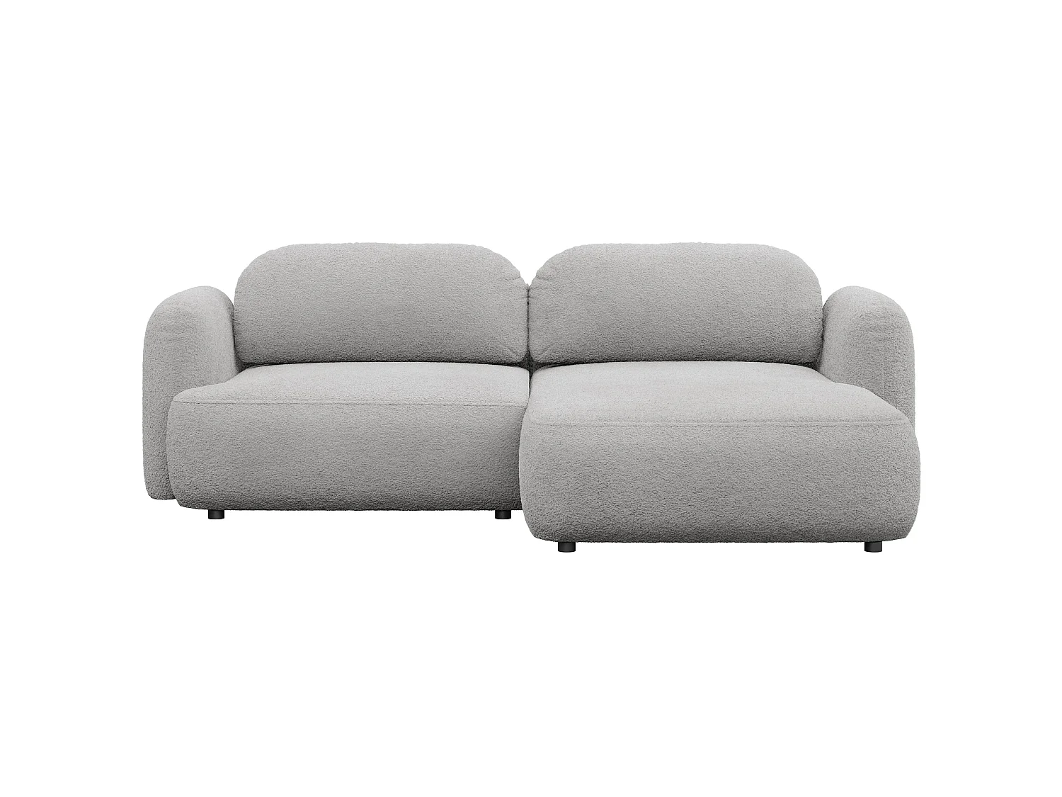 Ecksofa mit Schlaffunktion – Ottomane rechts – Bouclé Hellgrau – TVOYA