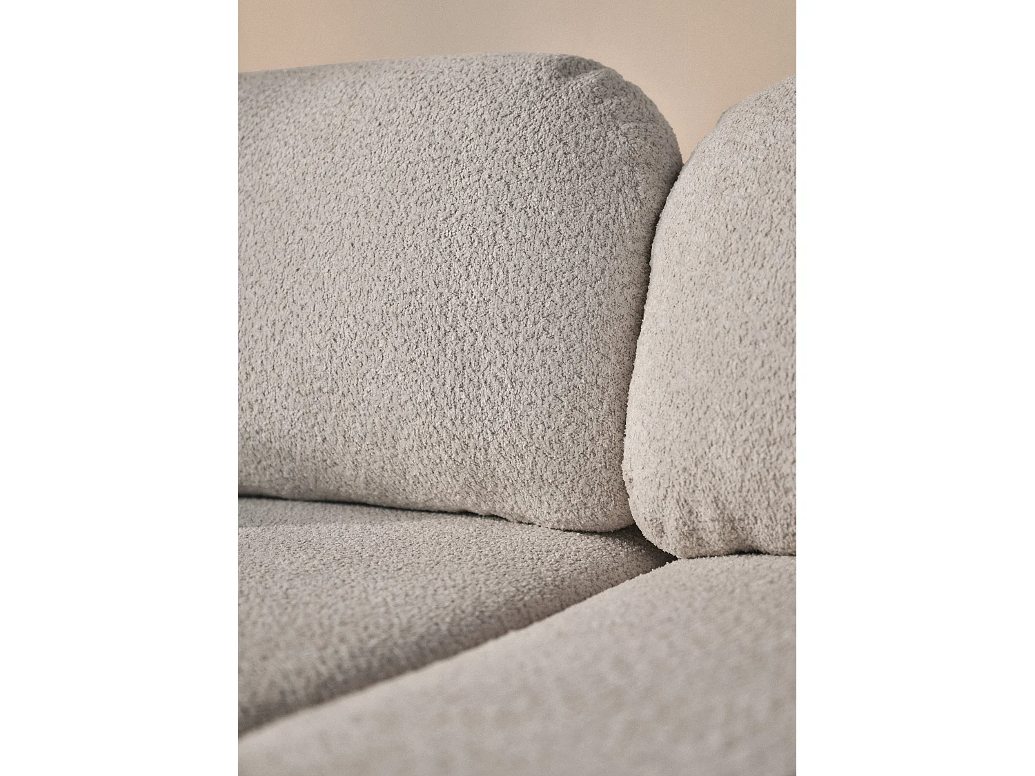Ecksofa mit Schlaffunktion – Ottomane rechts – Bouclé Hellgrau – TVOYA