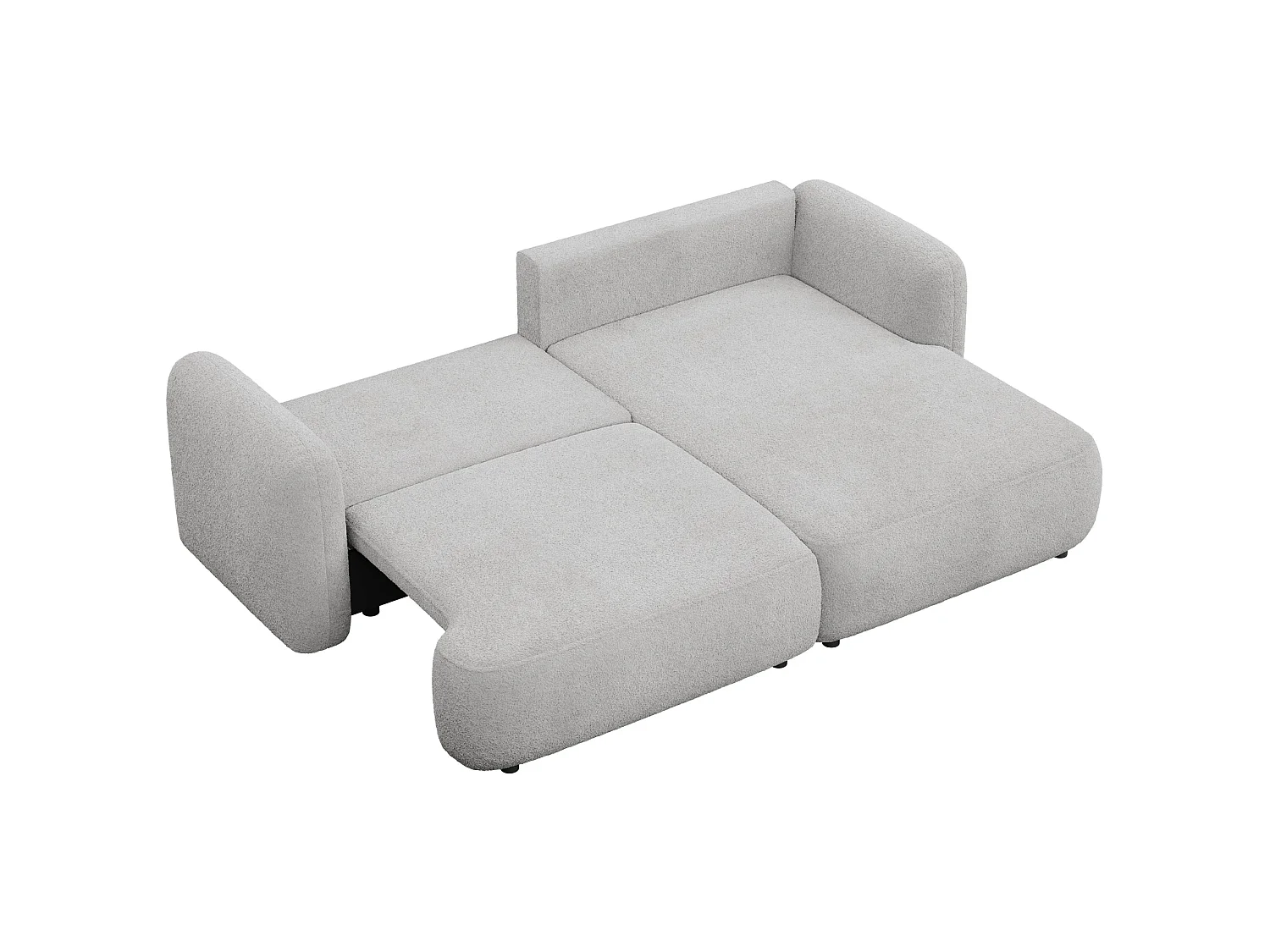 Ecksofa mit Schlaffunktion – Ottomane rechts – Bouclé Hellgrau – TVOYA