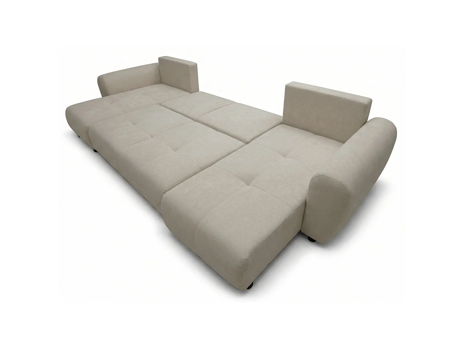 Canapé d'angle convertible – en forme de U – velours beige- OLIDO
