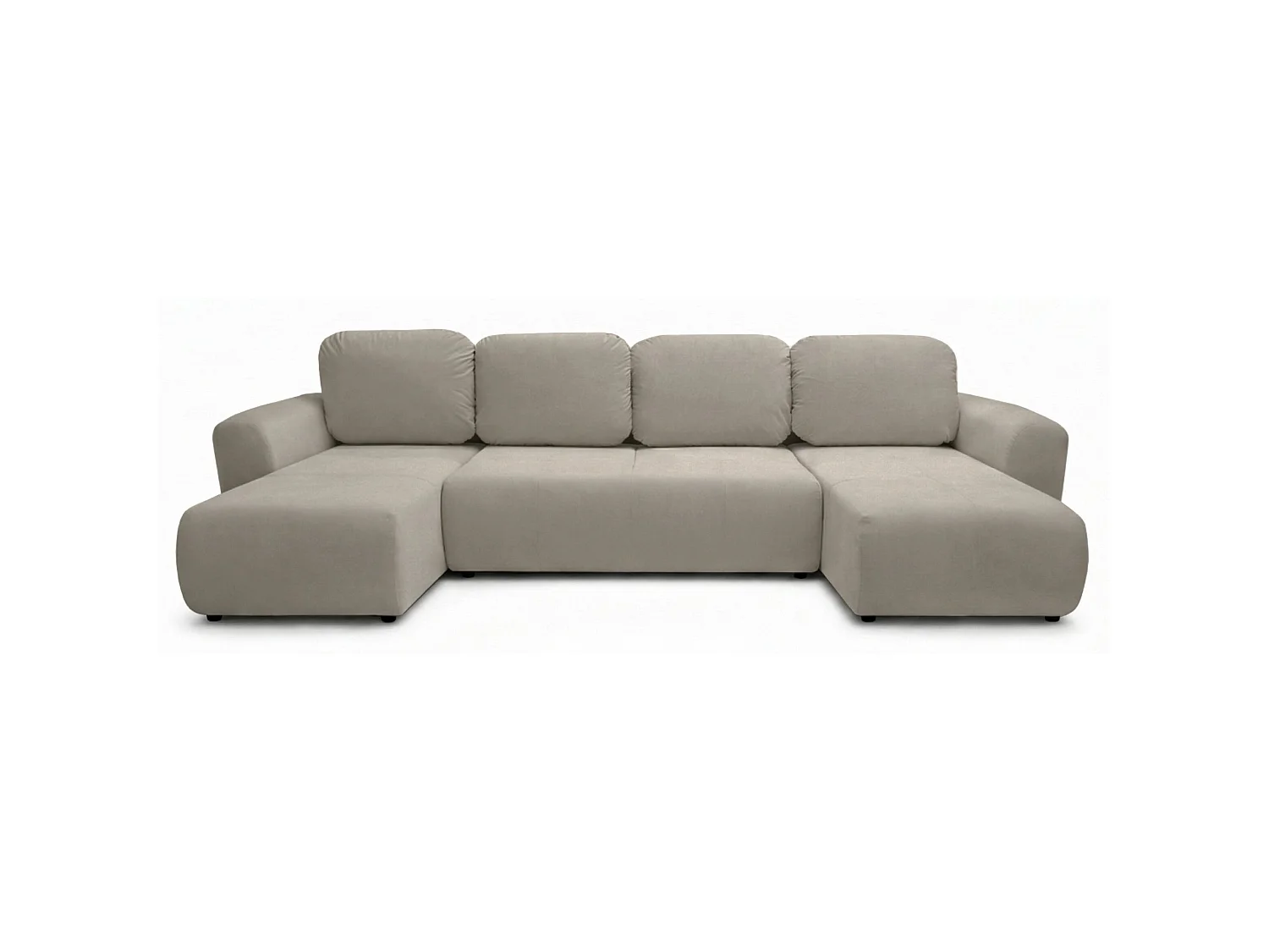 Canapé d'angle convertible – en forme de U – velours beige- OLIDO