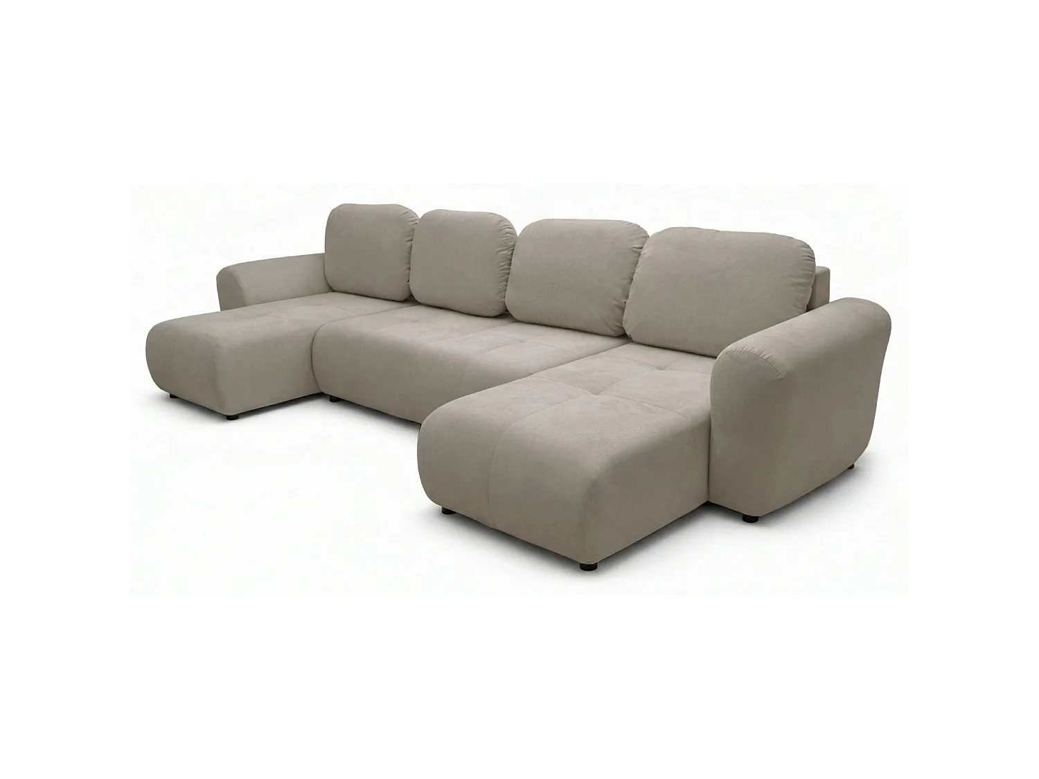 Canapé d'angle convertible – en forme de U – velours beige- OLIDO