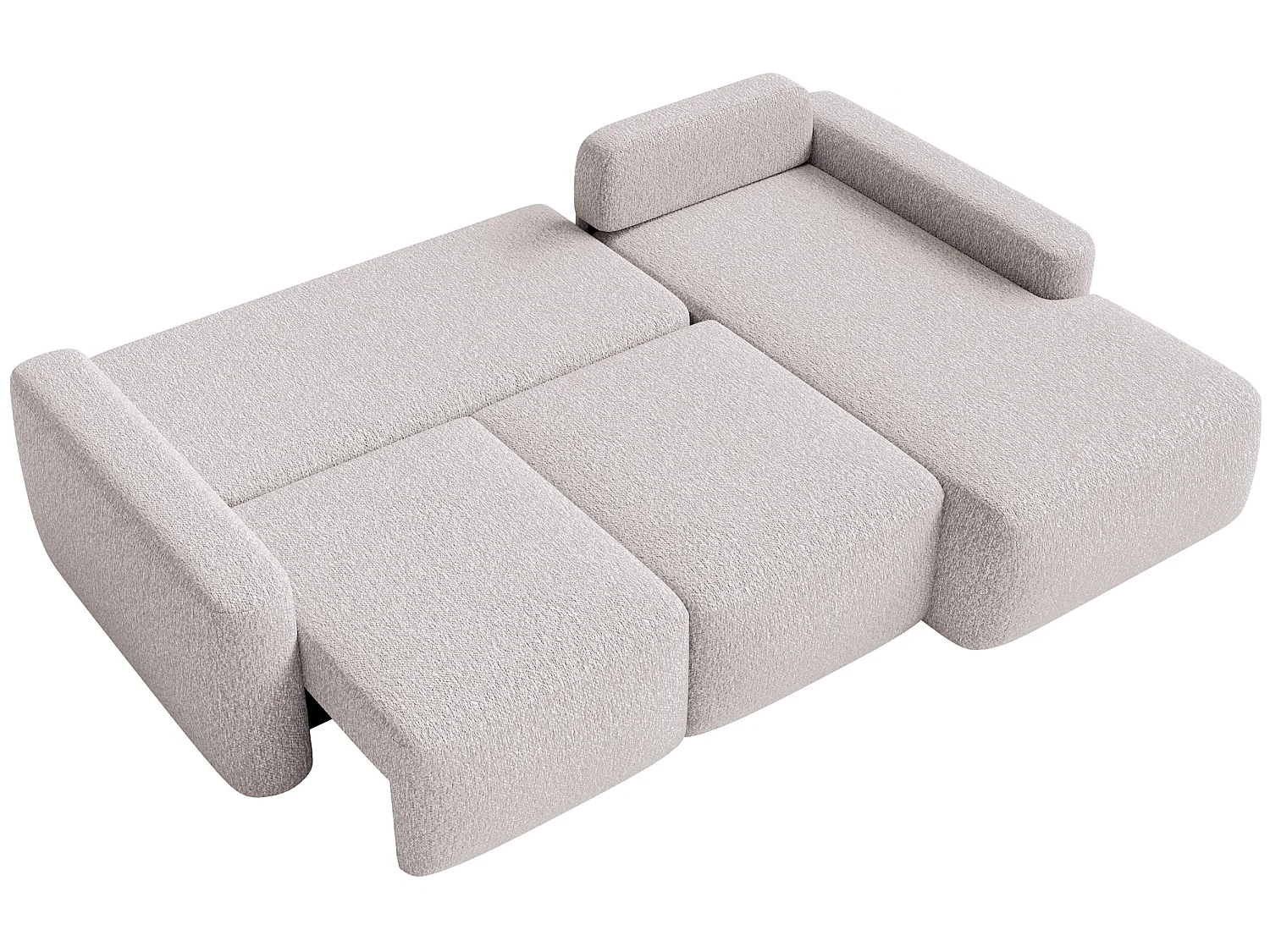 Slaapbank hoekbank – Hoek rechts – Chenille Beige – CARNOS MINI