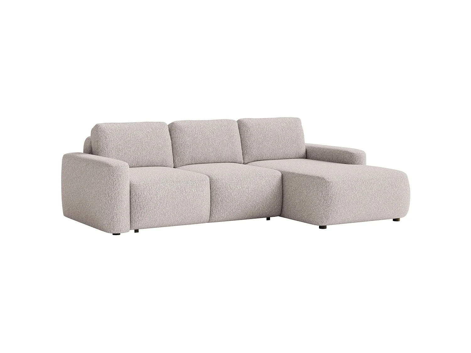 Slaapbank hoekbank – Hoek rechts – Chenille Beige – CARNOS MINI