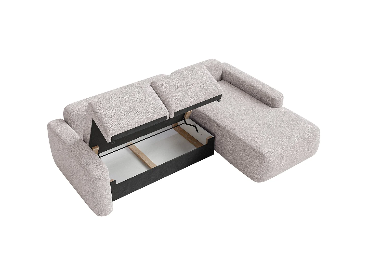 Canapé d'angle convertible – Angle à droite – Chenille Beige – CARNOS MINI