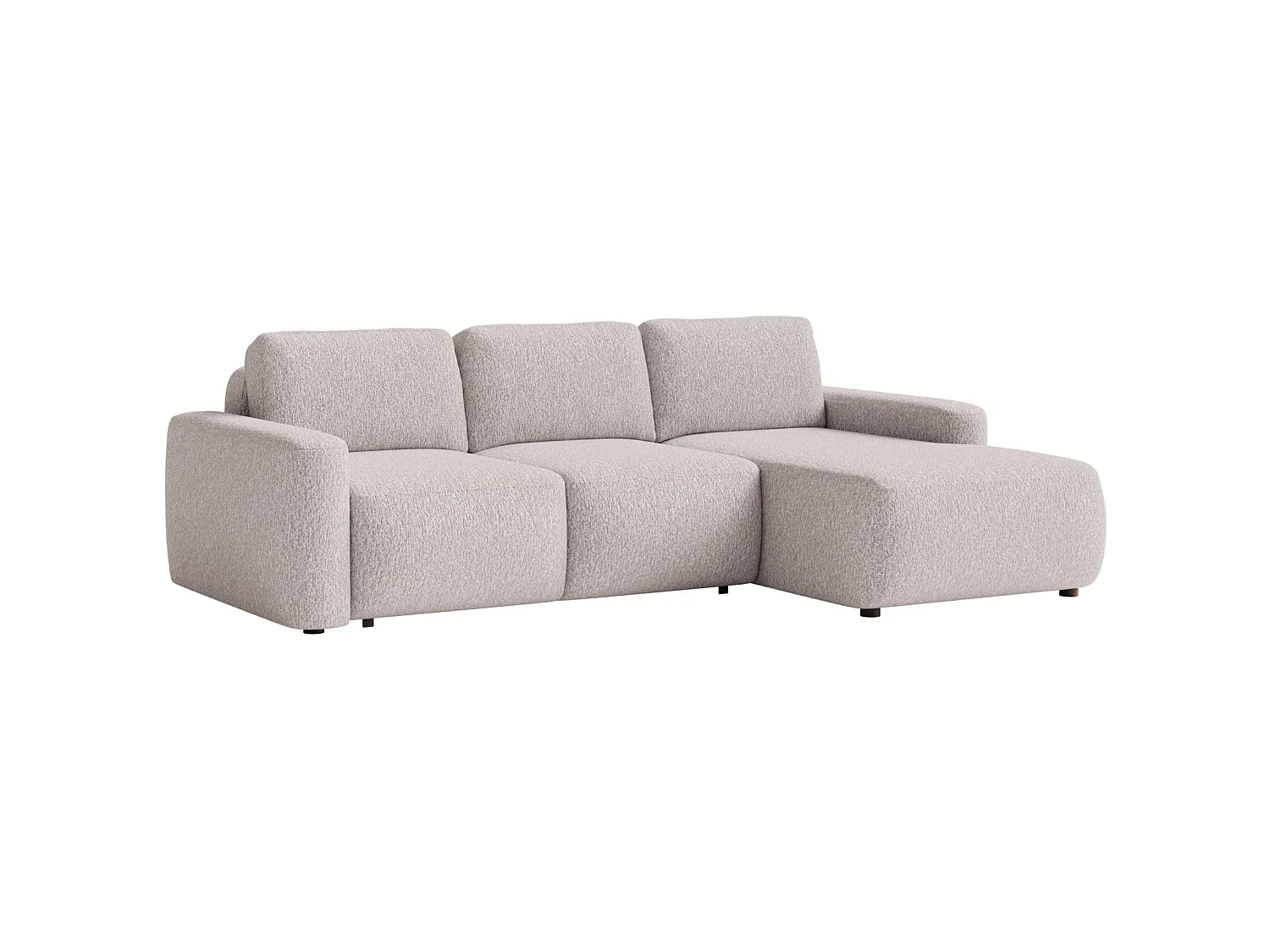 Slaapbank hoekbank – Hoek rechts – Chenille Beige – CARNOS MINI