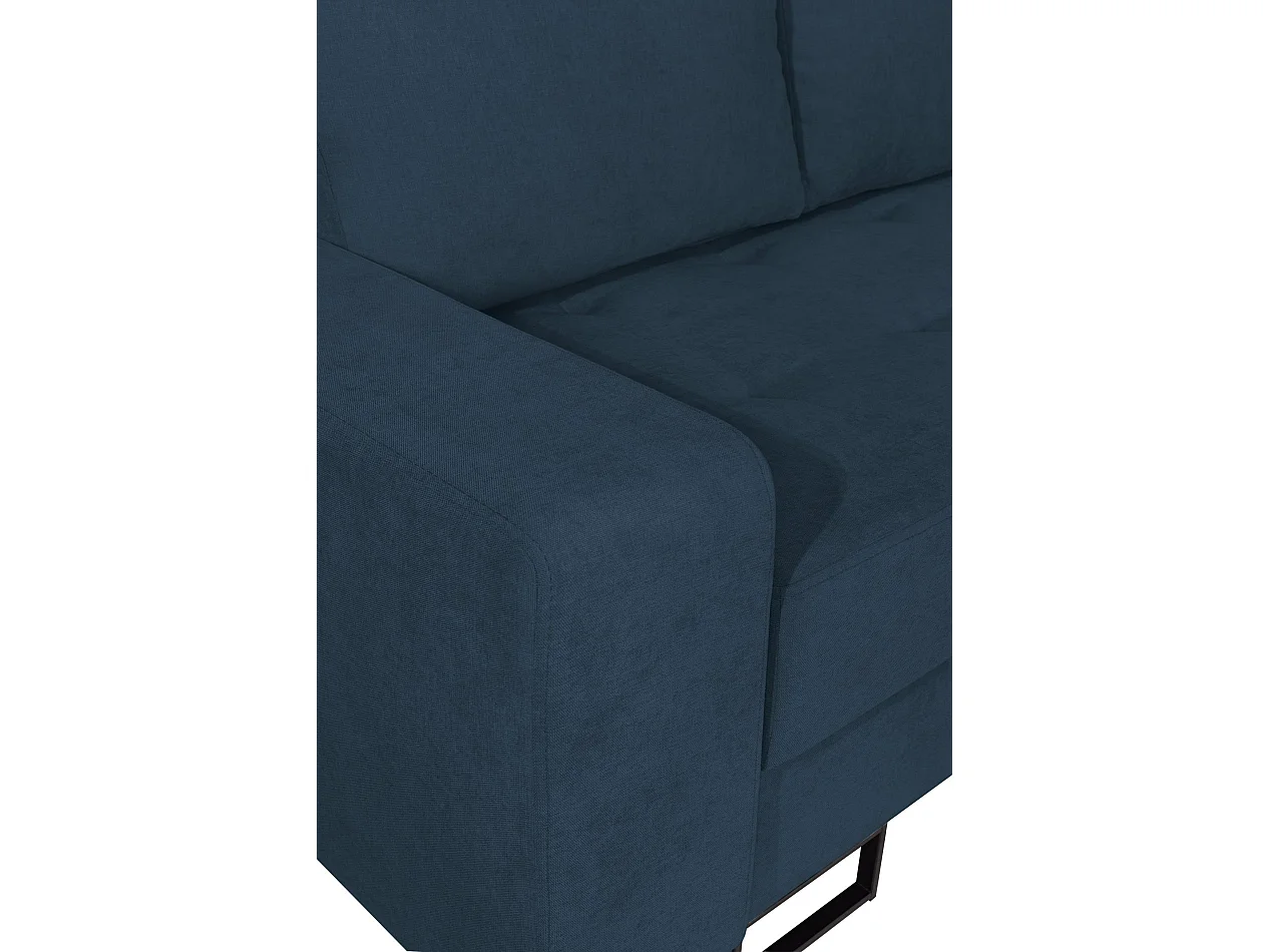 Ecksofa mit Schlaffunktion & Bettkasten – Chenille – Ottomane rechts – Dunkelblau – LARELLE