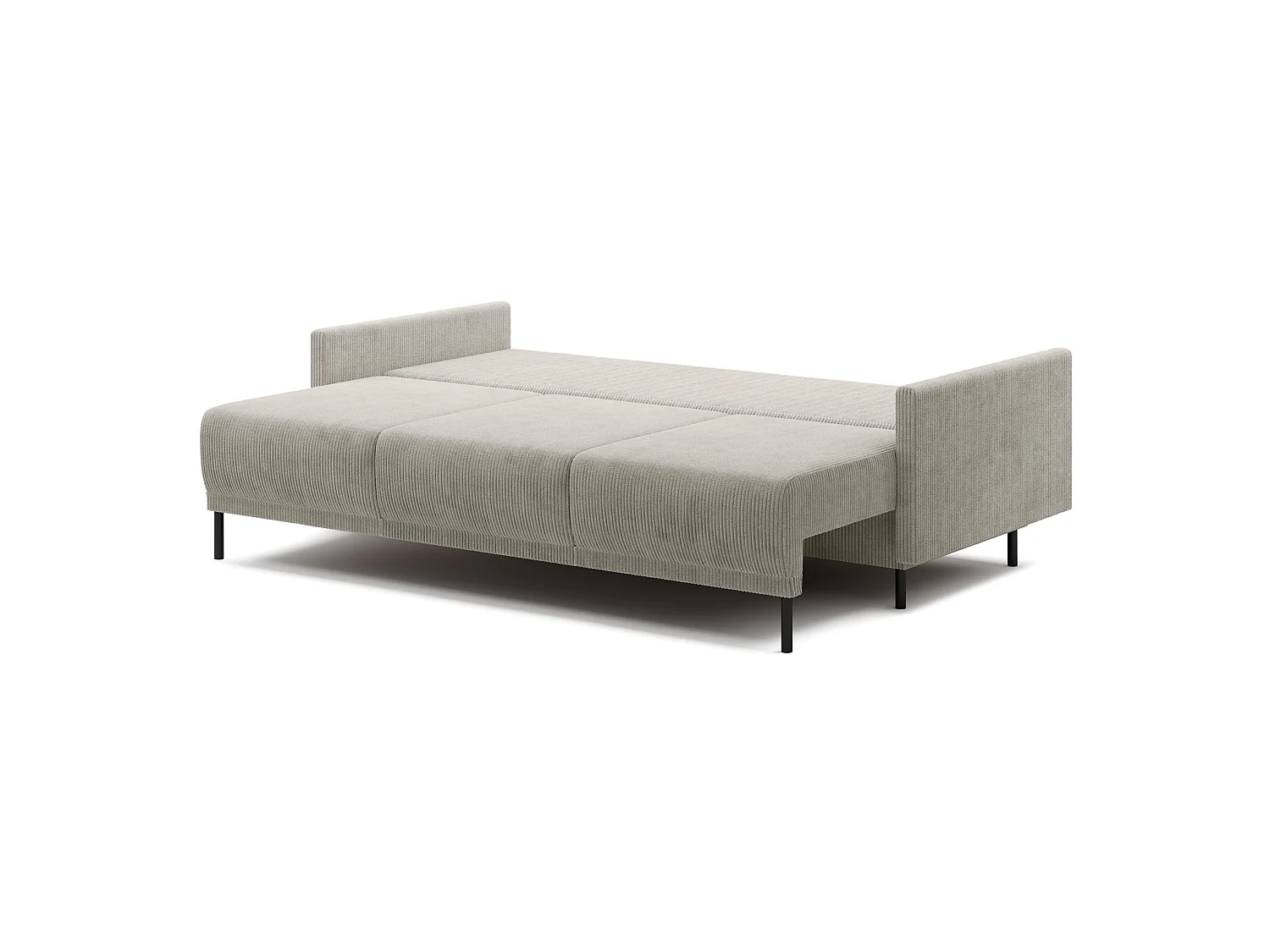 Canapé 3 places convertible avec coffre – Velours côtelé – Beige clair – HAMIEL