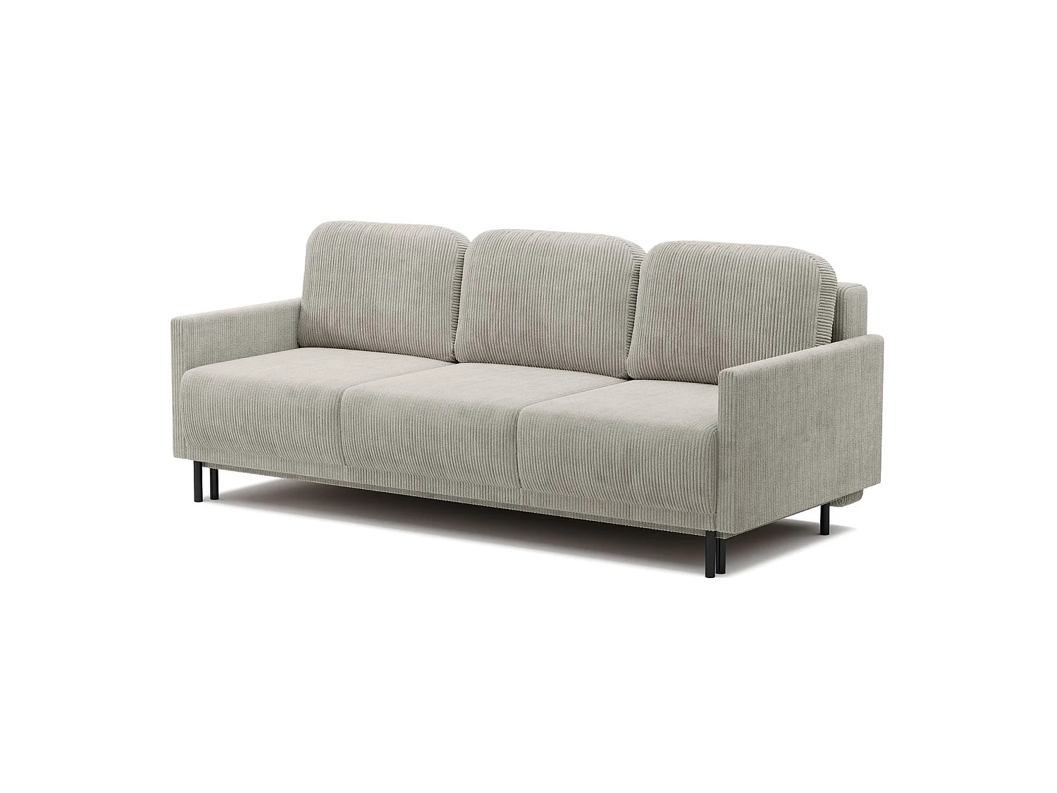 Canapé 3 places convertible avec coffre – Velours côtelé – Beige clair – HAMIEL