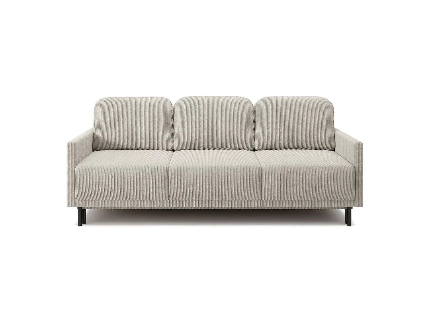 Canapé 3 places convertible avec coffre – Velours côtelé – Beige clair – HAMIEL