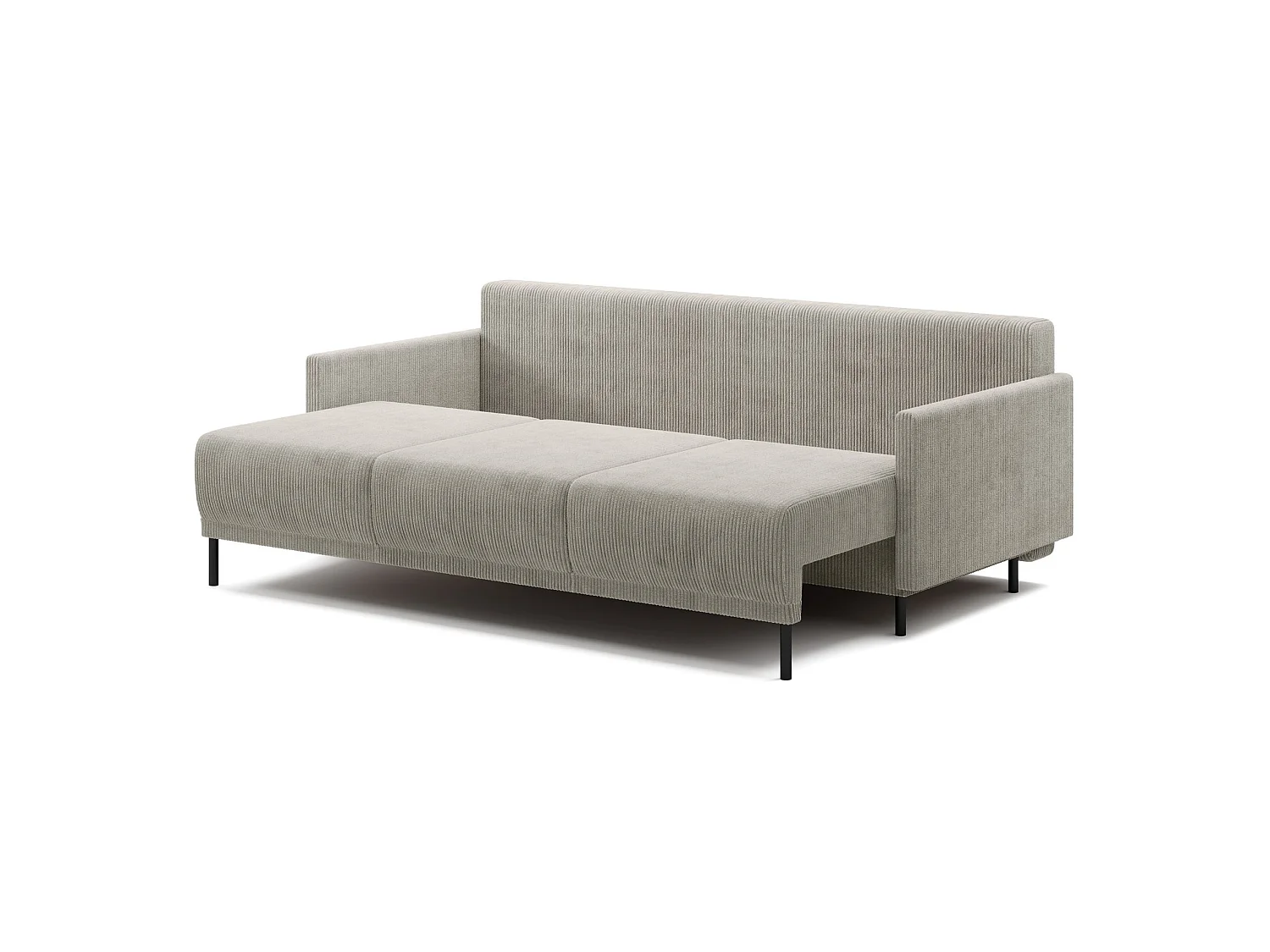 Canapé 3 places convertible avec coffre – Velours côtelé – Beige clair – HAMIEL