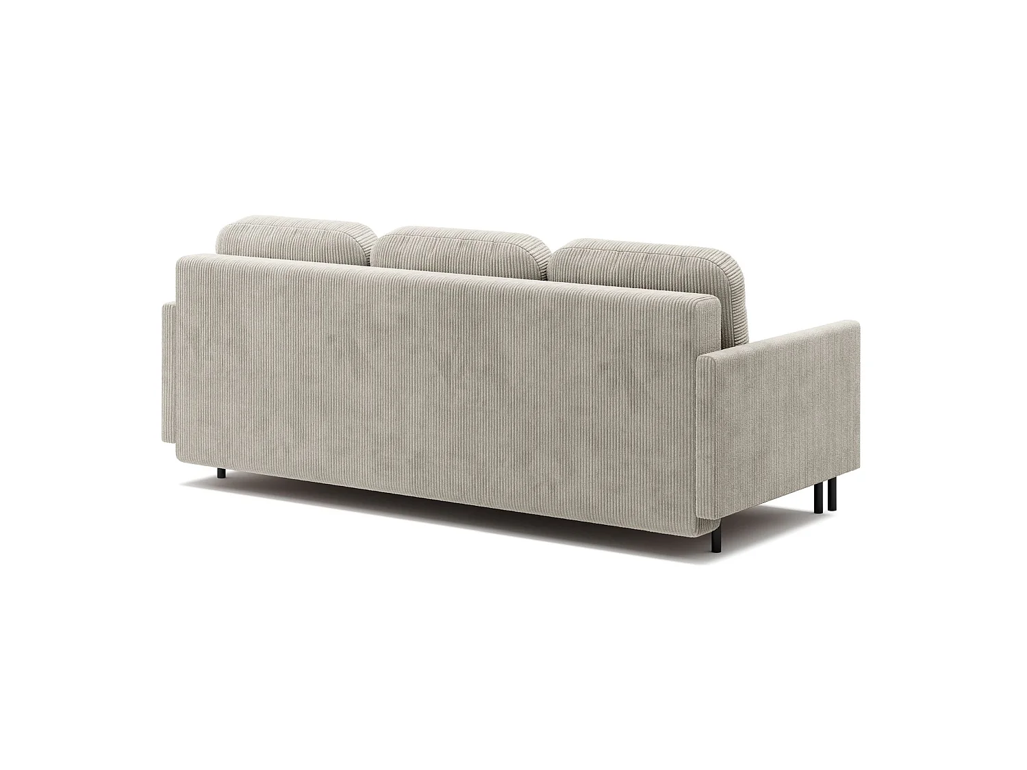 Canapé 3 places convertible avec coffre – Velours côtelé – Beige clair – HAMIEL