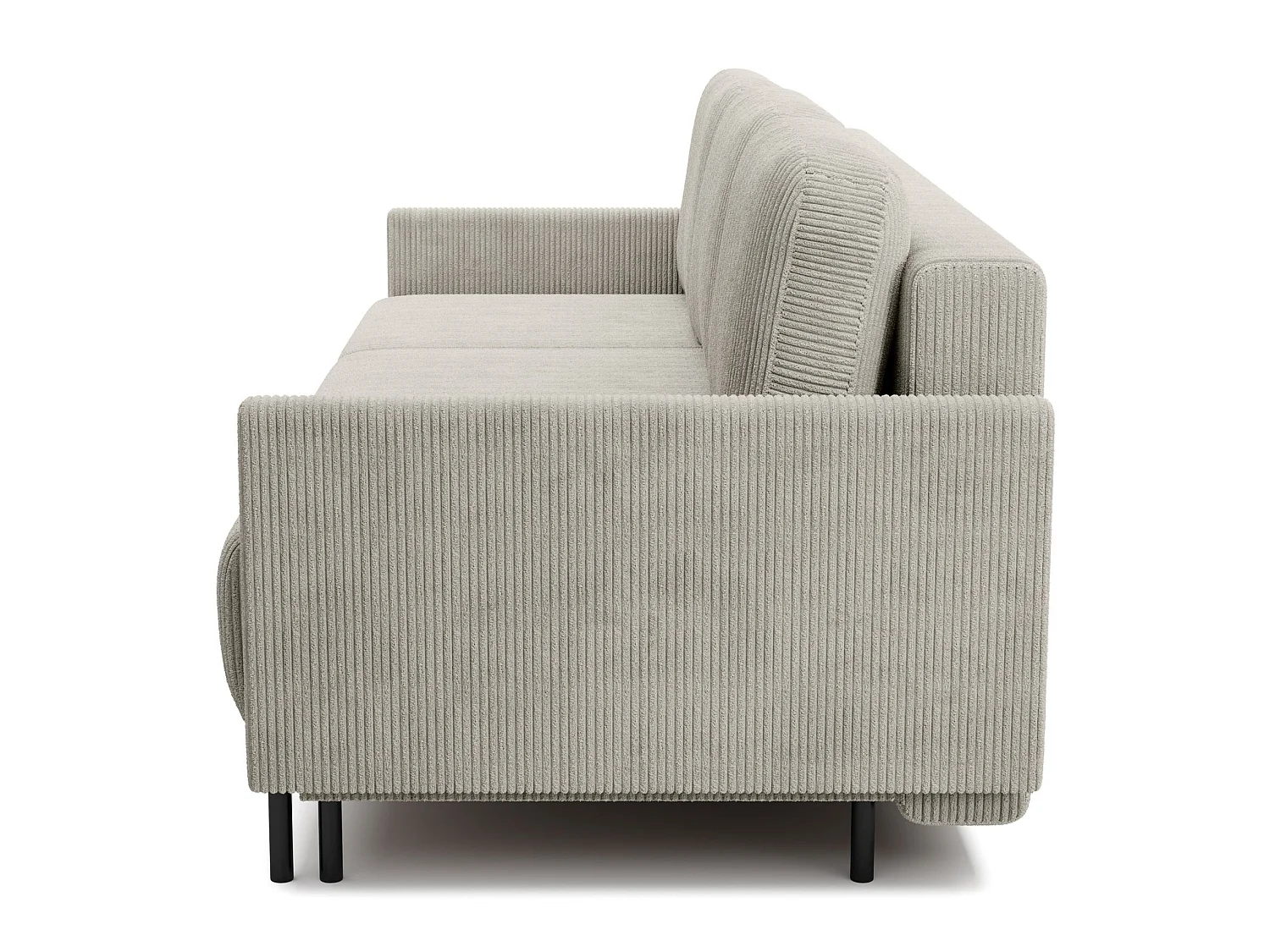 Canapé 3 places convertible avec coffre – Velours côtelé – Beige clair – HAMIEL