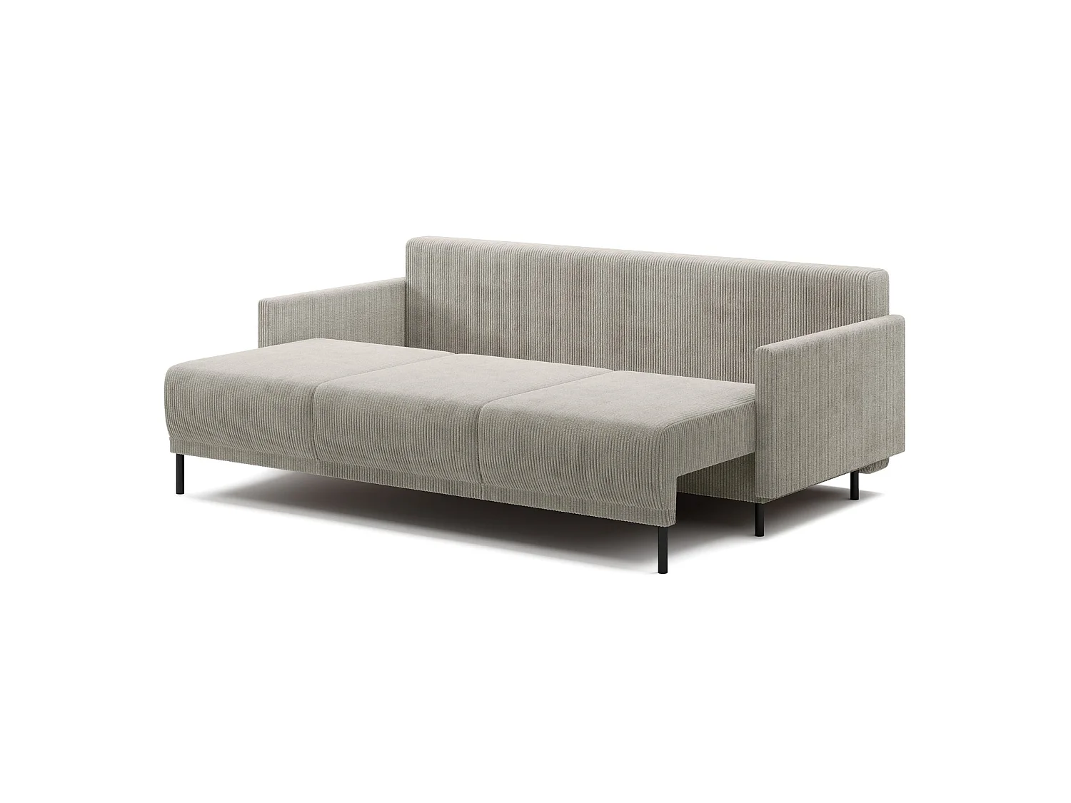 Canapé 3 places convertible avec coffre – Velours côtelé – Beige clair – HAMIEL