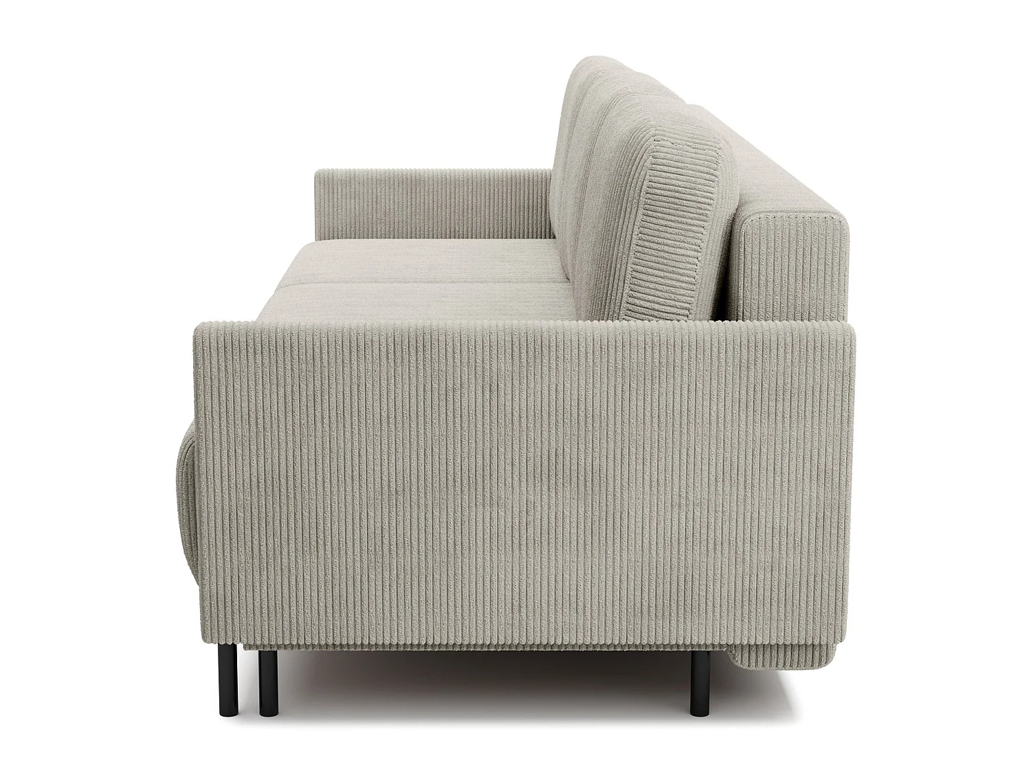 Canapé 3 places convertible avec coffre – Velours côtelé – Beige clair – HAMIEL