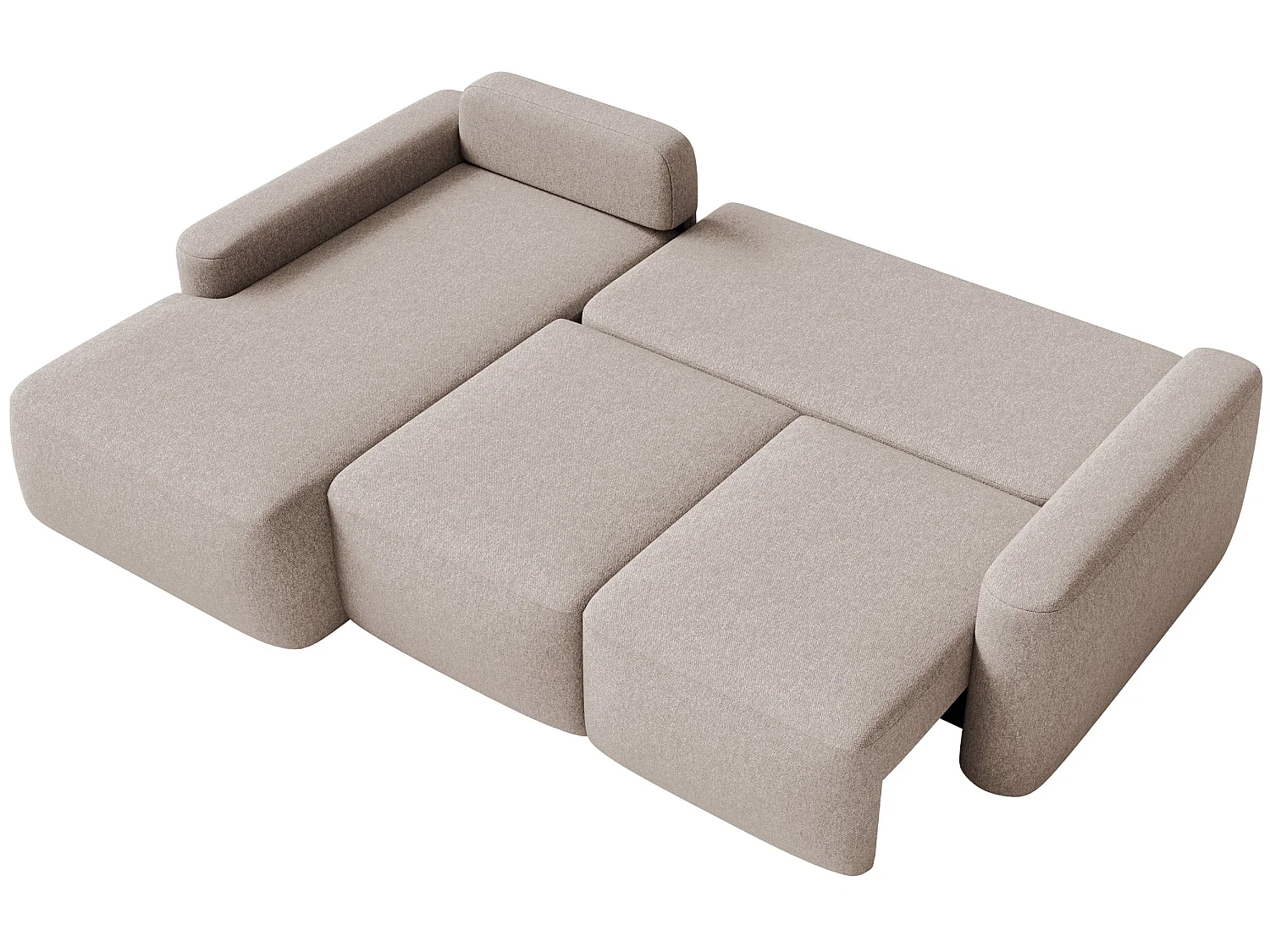 Canapé d'angle convertible – Angle à gauche – Chenille facile d'entretien – Beige – CARNOS MINI