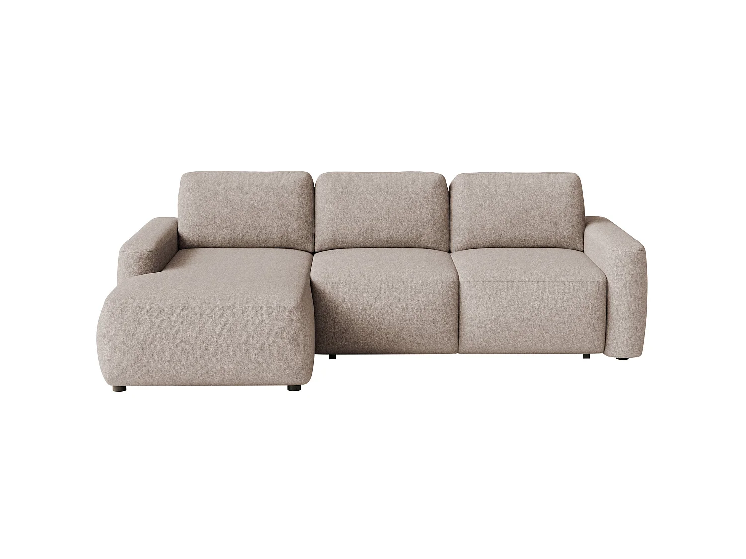 Canapé d'angle convertible – Angle à gauche – Chenille facile d'entretien – Beige – CARNOS MINI