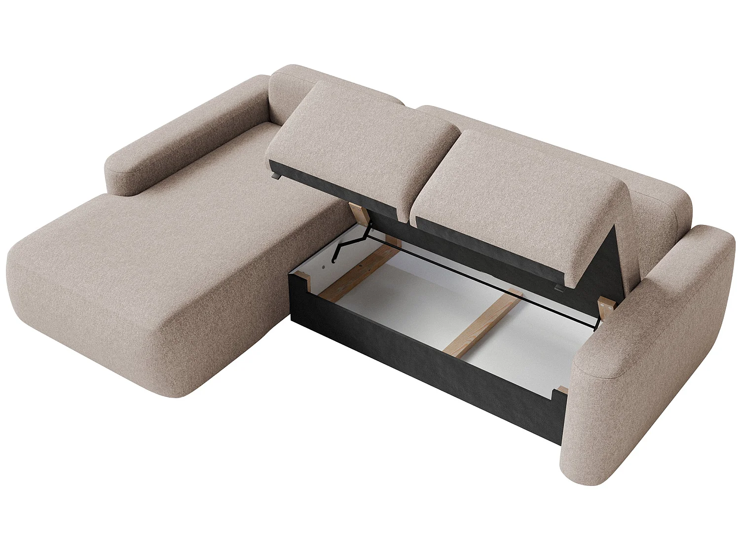 Canapé d'angle convertible – Angle à gauche – Chenille facile d'entretien – Beige – CARNOS MINI