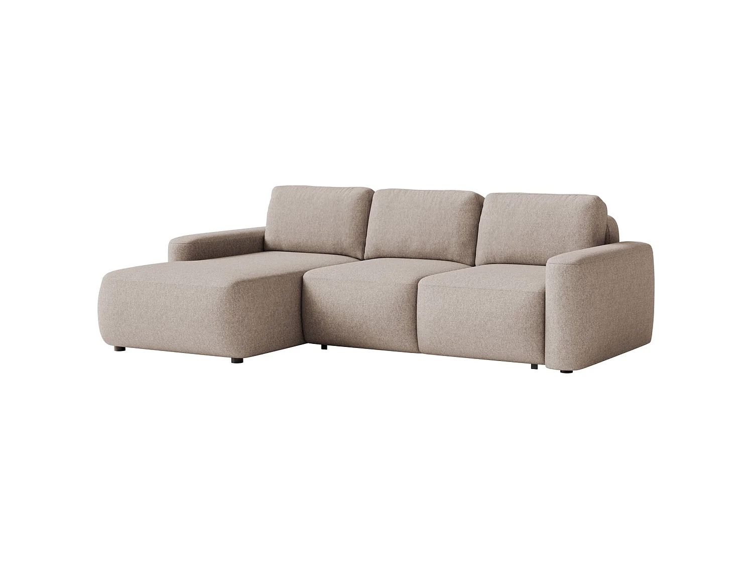 Canapé d'angle convertible – Angle à gauche – Chenille facile d'entretien – Beige – CARNOS MINI