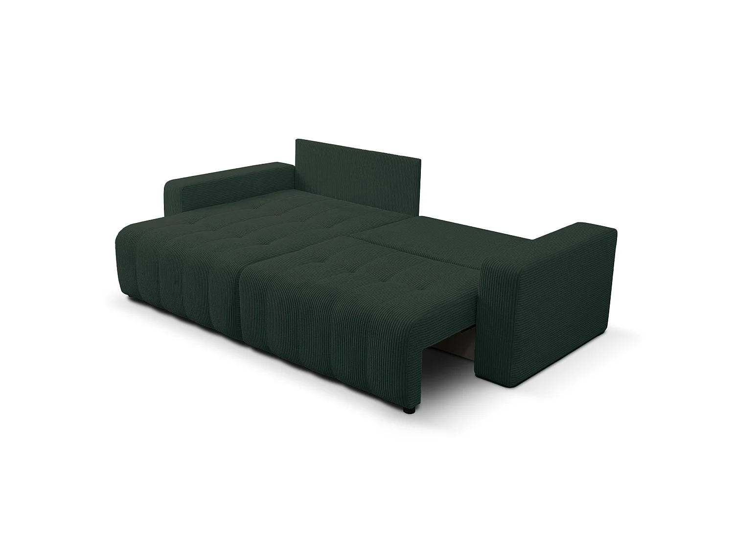 Ecksofa mit Schlaffunktion & Bettkasten – Cord – Universal – Dunkelgrün – MAILLO