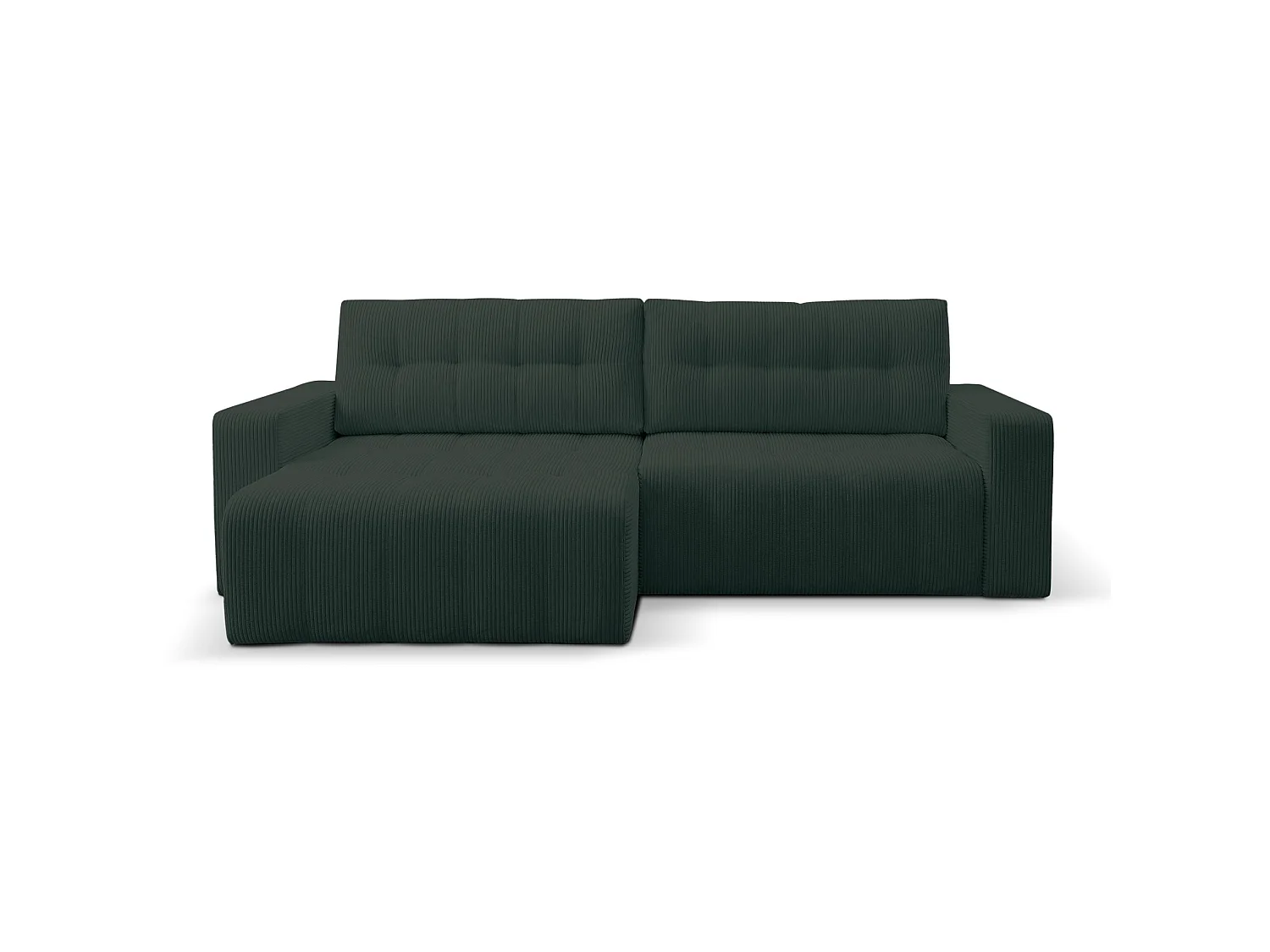 Ecksofa mit Schlaffunktion & Bettkasten – Cord – Universal – Dunkelgrün – MAILLO