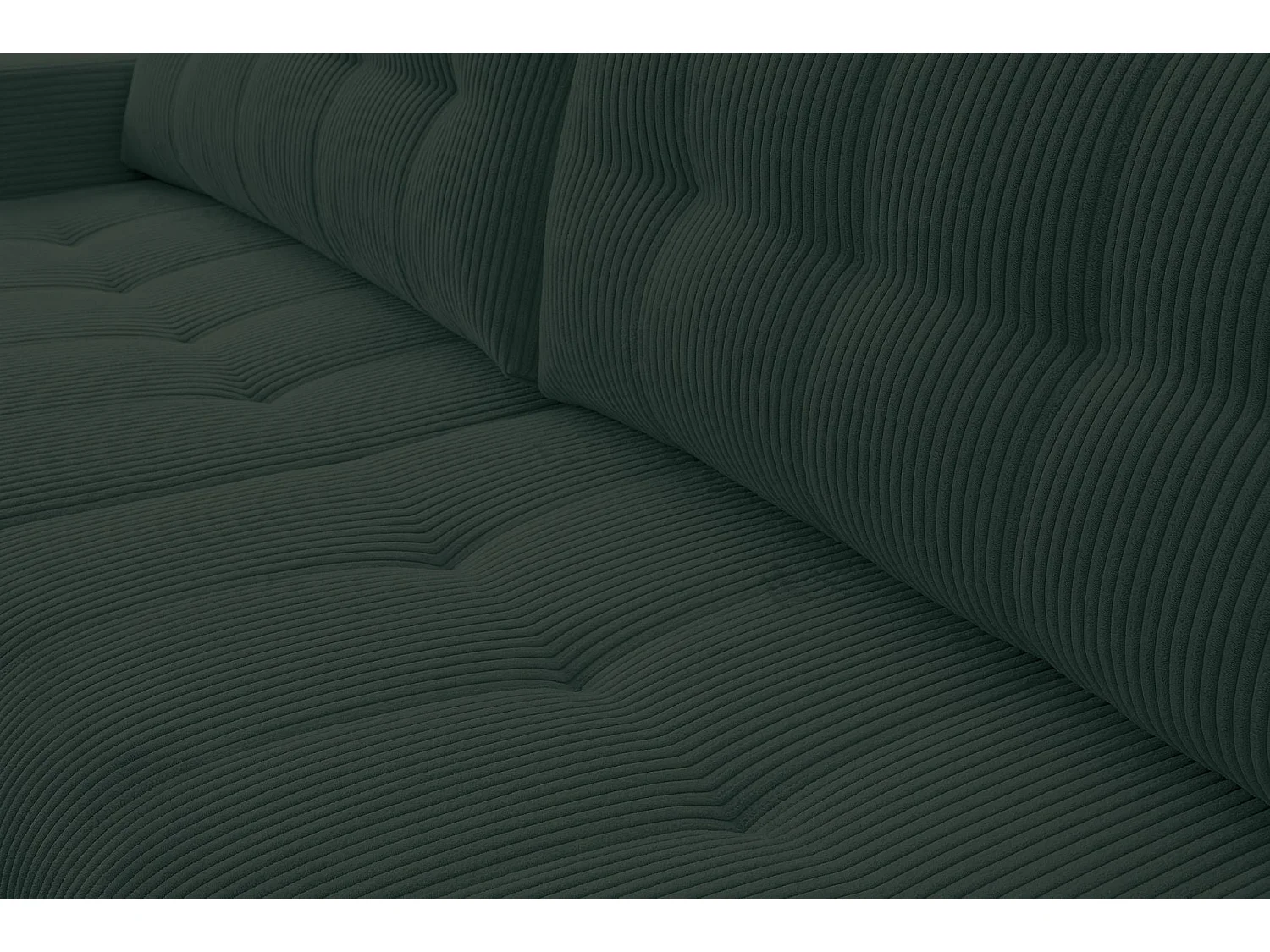 Canapé d'angle convertible avec coffre – Velours côtelé – Universel – Vert foncé – MAILLO