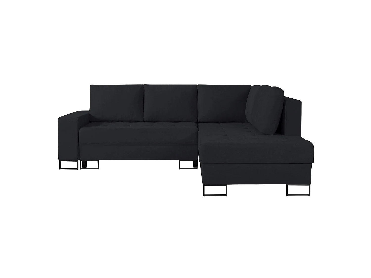 Ecksofa mit Schlaffunktion & Bettkasten – Chenille – Ottomane rechts – Graphit – LARELLE