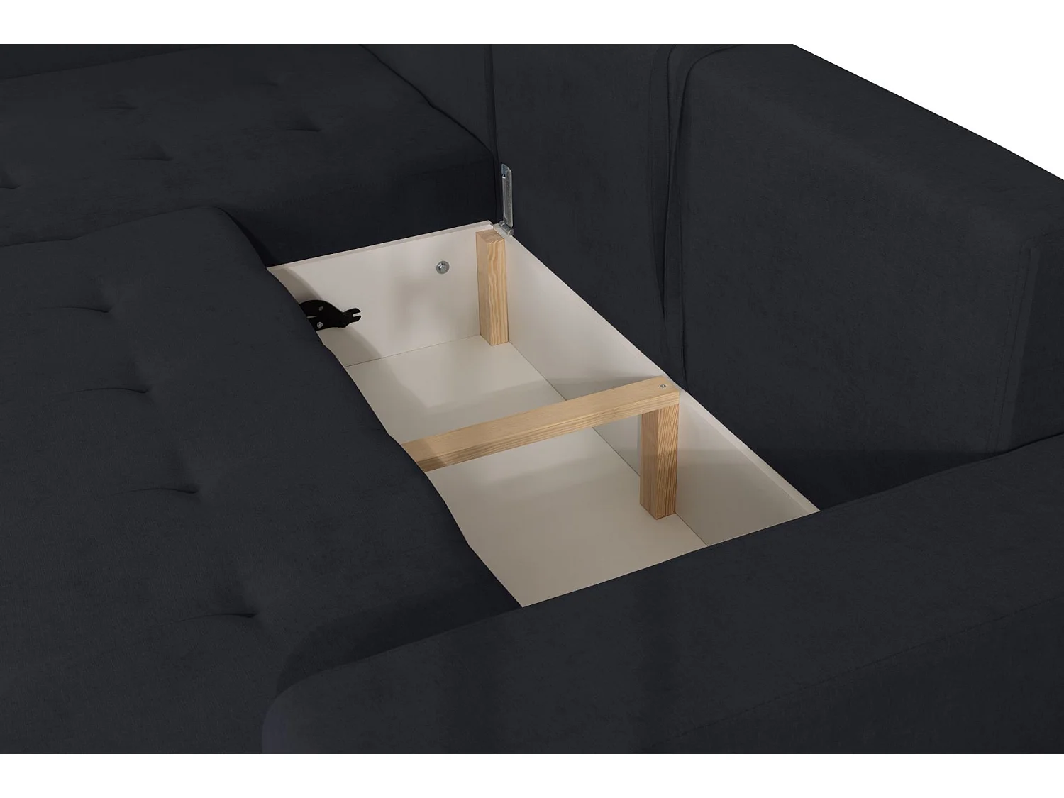Ecksofa mit Schlaffunktion & Bettkasten – Chenille – Ottomane rechts – Graphit – LARELLE